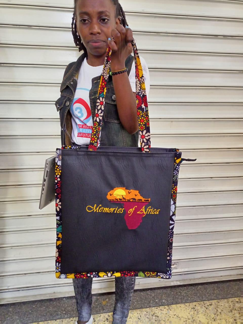 African Leather Tote bag, handcrafted laptop bag,Black woman modern African tote bag, Stylish tote bag, Brown girl bag, travel bag.