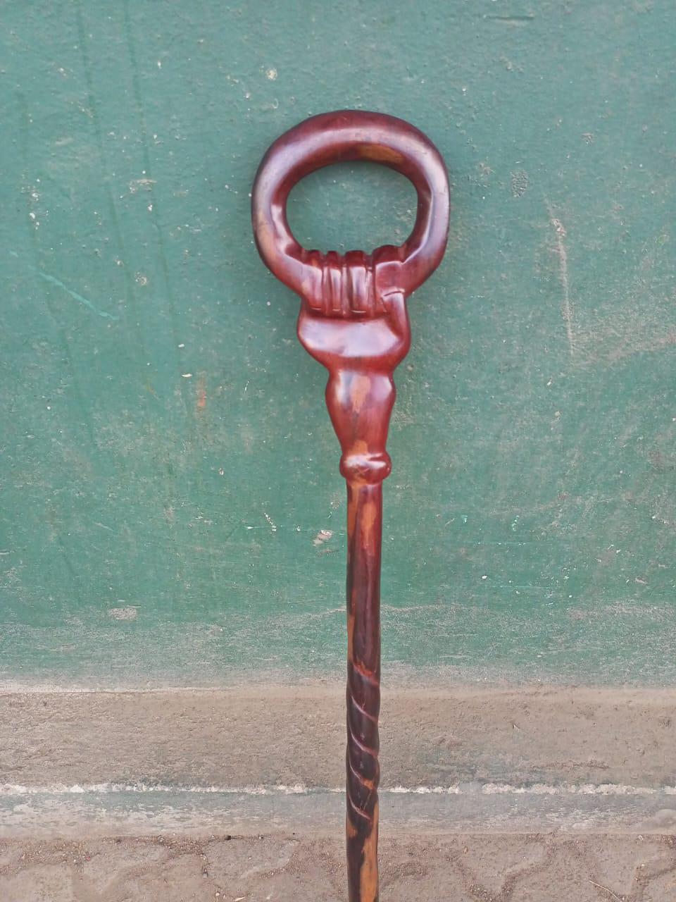African wood Original Hiking Walking stick/Handmade Kenya Africa Ebony Hardwood Black UnisexCane/Hand designed Came/ Wooden walking stick