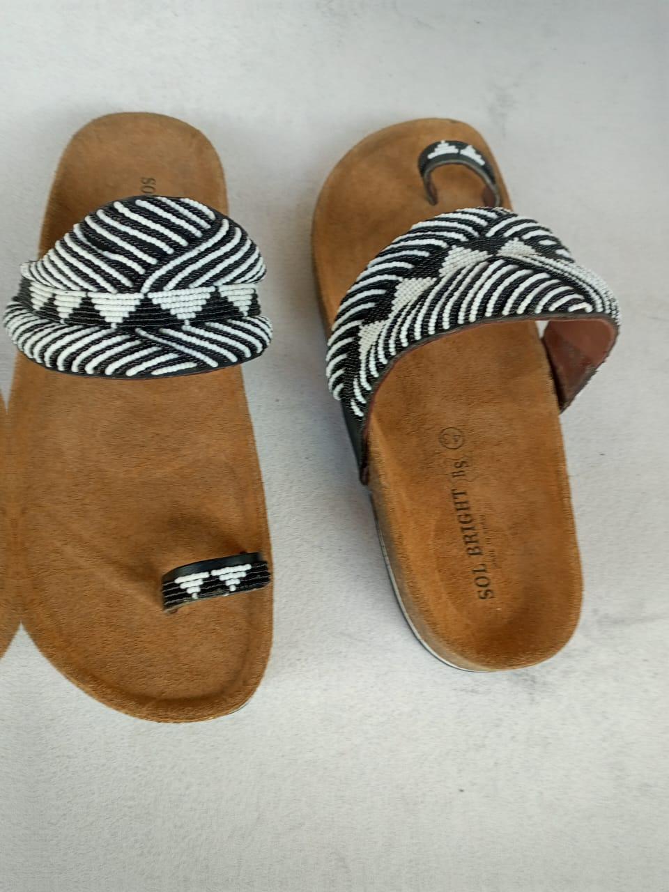 Handmade African Beaded Sandals/Authentic Maasai-Style Leather Flip-Flops Women/Boho Beach Sandals/Comfortable Summer Sandal African Gifts