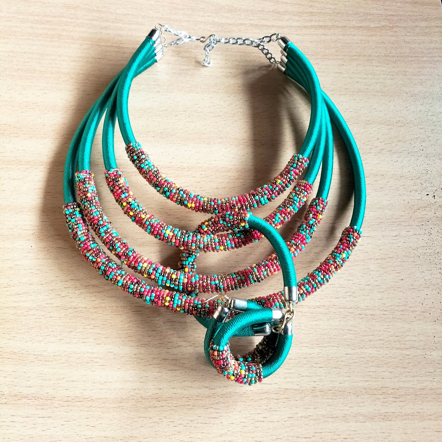 Boho Statement Jewelry/Colorful Seed Bead Necklace/Layered Necklace for Women/Gift for Her/Handmade Beaded Necklace/gift for women