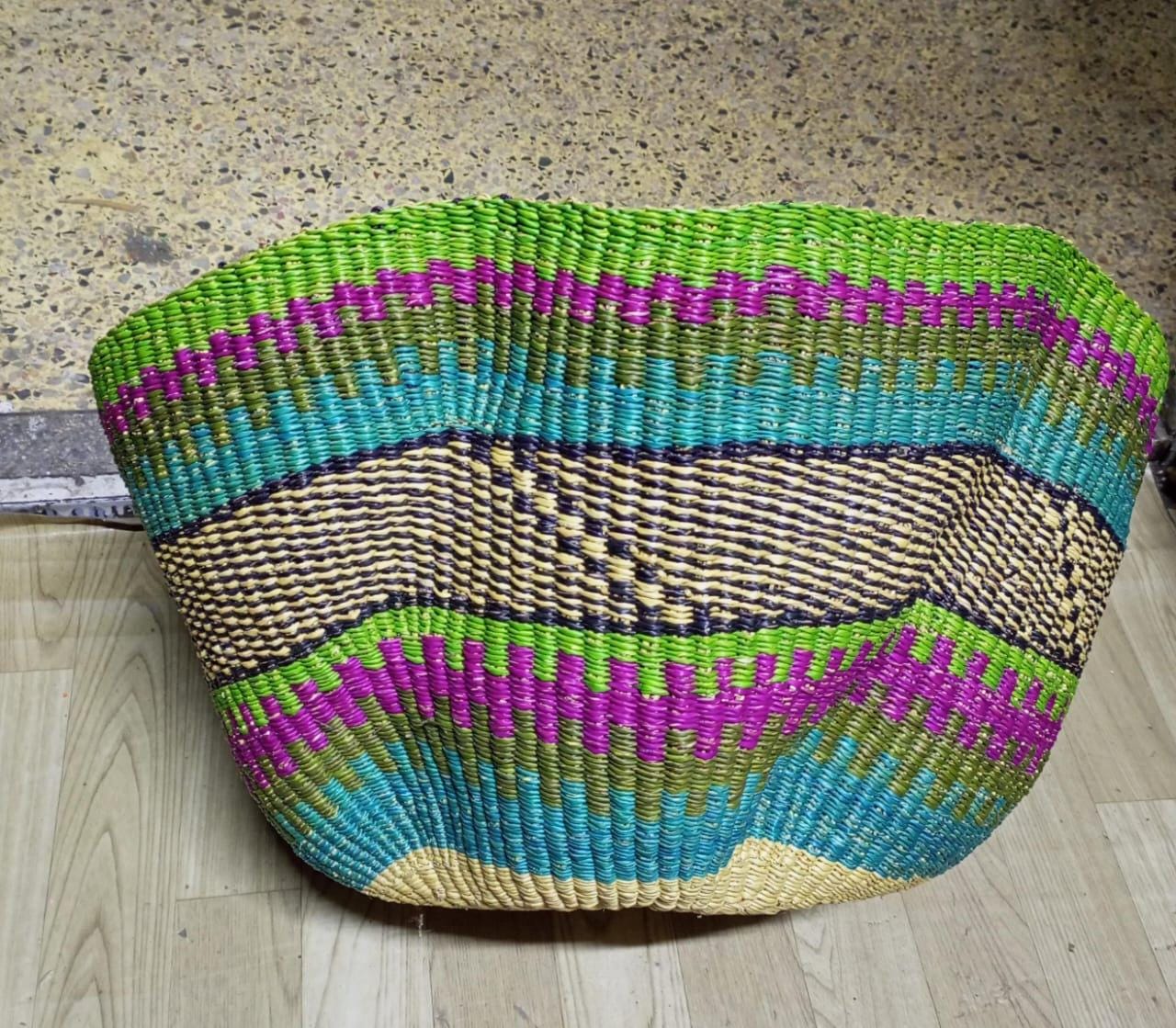ON SALE:Home Decor, Art Basket, Wave Basket Decor Basket, Bolga Basket, organizer Basket, African Basket, Handmade Basket, Woven Basket