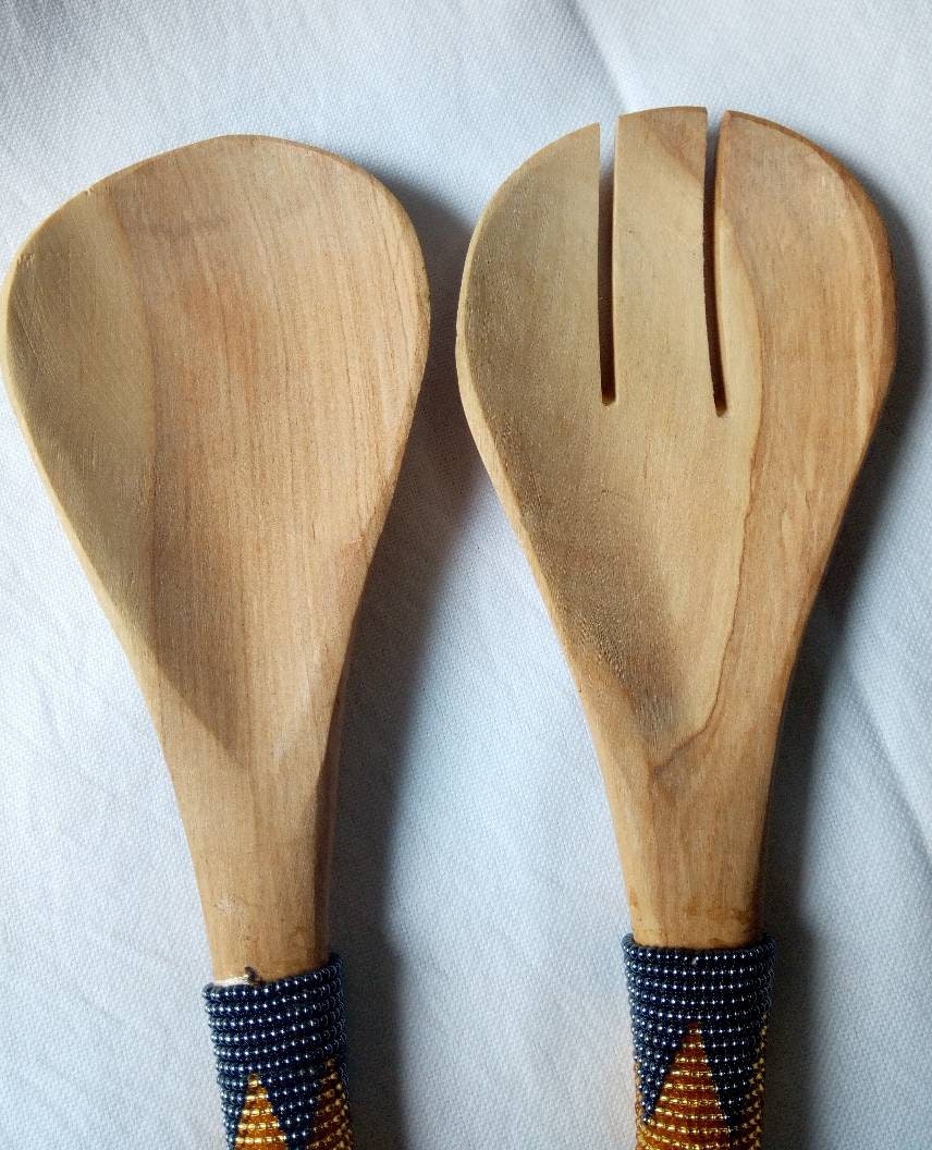 ON SALE: Wooden Server,wooden utensils, wooden spoon,wood spoon and fork ,gift idea,salad server,olive wood server.
