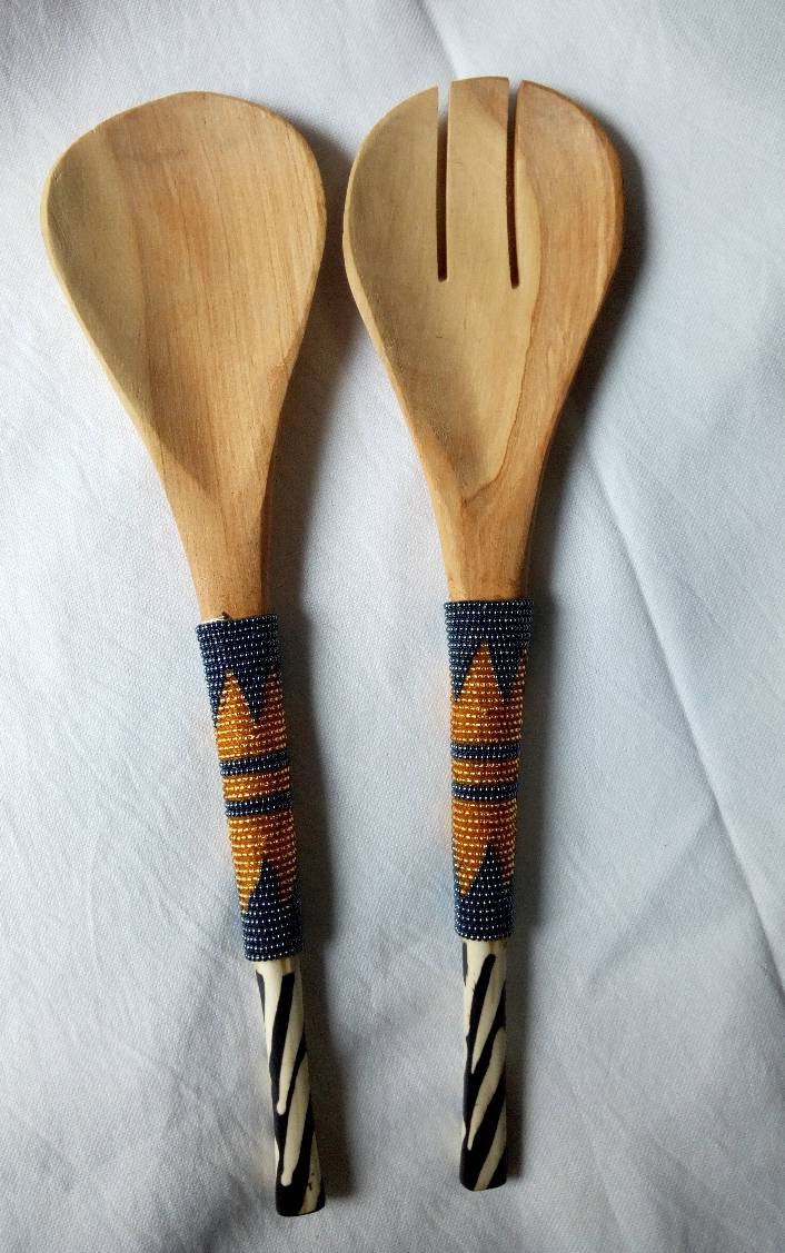 ON SALE: Wooden Server,wooden utensils, wooden spoon,wood spoon and fork ,gift idea,salad server,olive wood server.