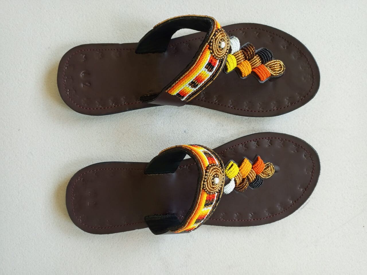 Handmade African Beaded Sandals/Authentic Maasai-Style Leather Flip-Flops Women/Boho Beach Sandals/Comfortable Summer Sandal African Gifts