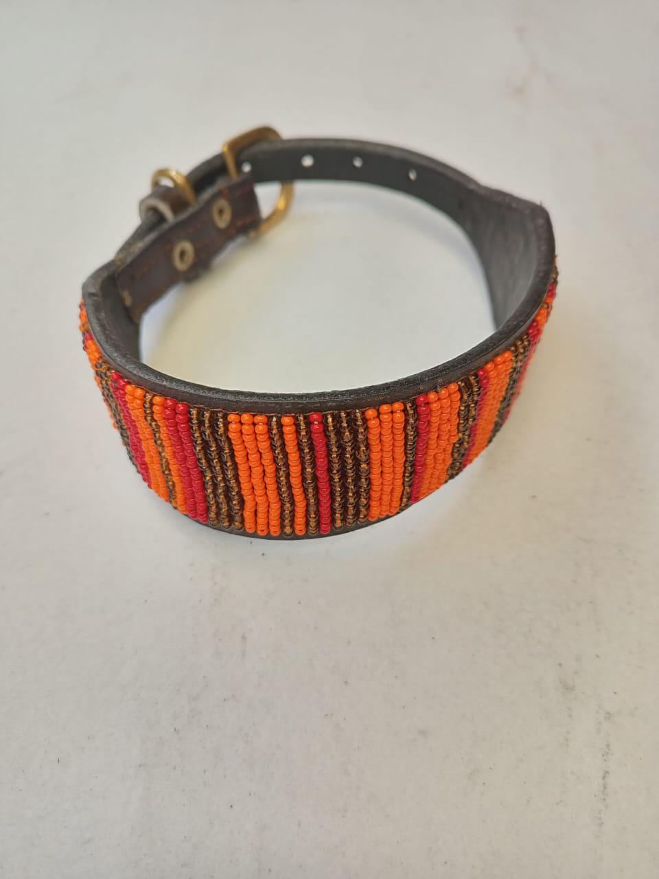 African Beaded Collar, Handmade Dog Collar , Maasai collar, Leather collar, Pet Gift, Christmas gift, Pet collar, Dog leash, Pet lead