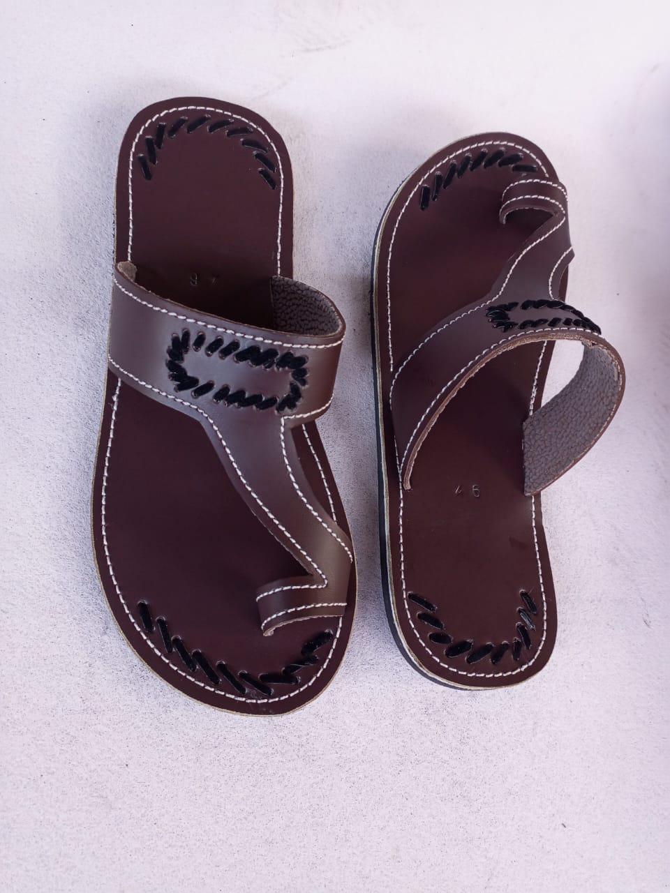 CUSTOMIZED Leather Men's Sandals/Genuine Leather Beaded Flip-Flops/Comfortable Summer Sandals for Men/African Shoes/Unique Gift for Him