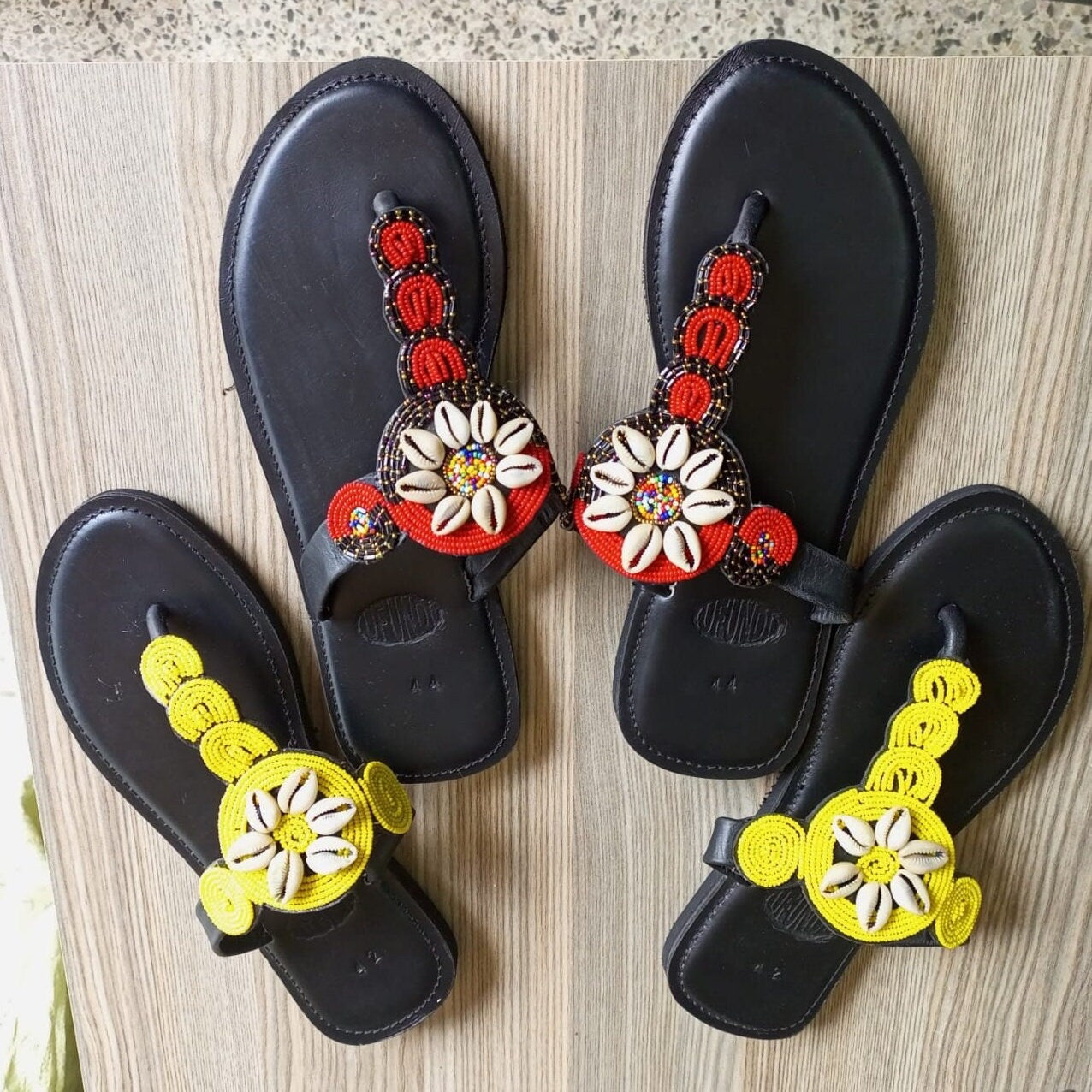 Handmade African Beaded Sandals/Authentic Maasai-Style Leather Flip-Flops Women/Boho Beach Sandals/Comfortable Summer Sandal African Gifts