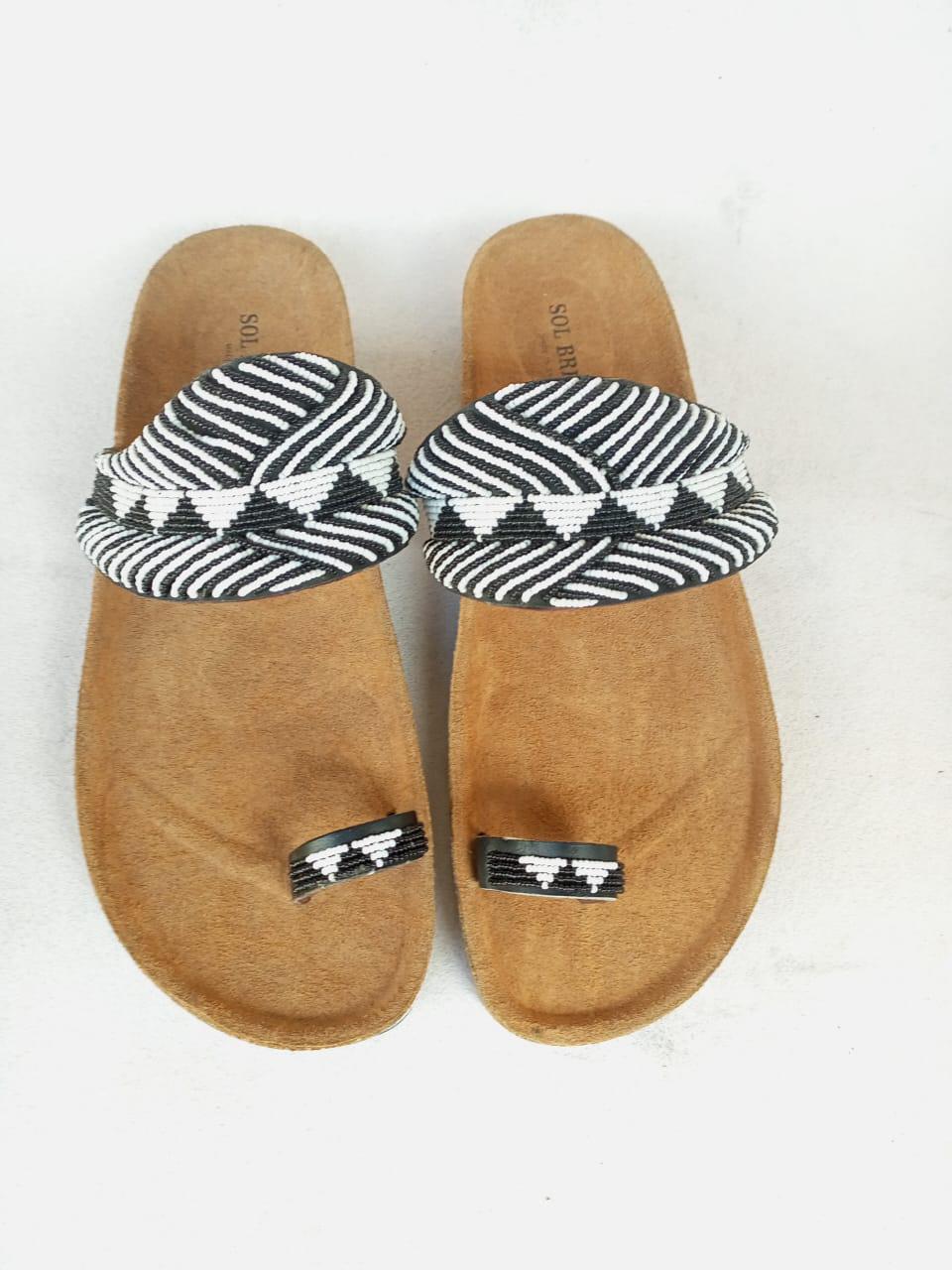 Handmade African Beaded Sandals/Authentic Maasai-Style Leather Flip-Flops Women/Boho Beach Sandals/Comfortable Summer Sandal African Gifts