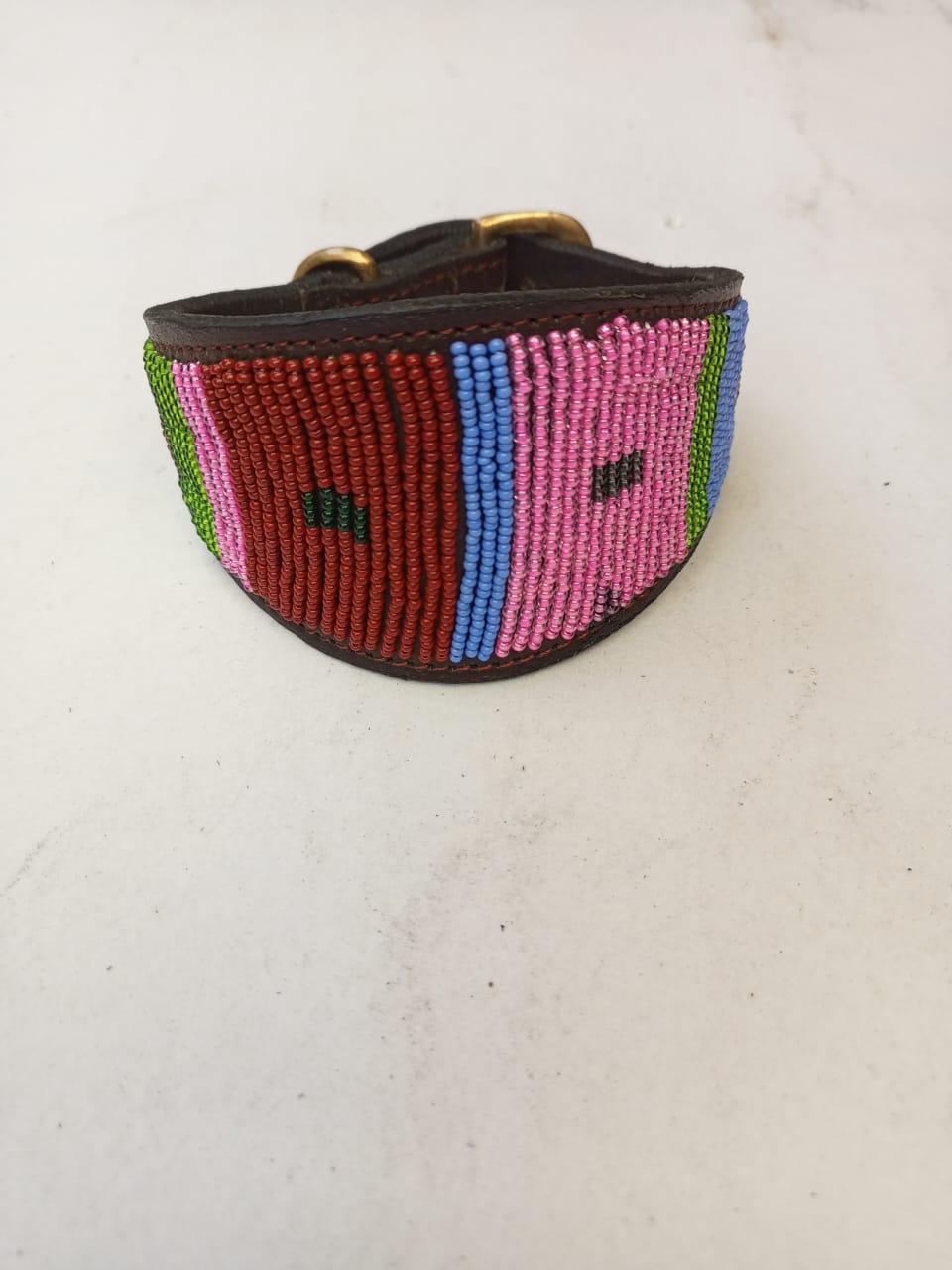 African Beaded Collar, Handmade Dog Collar , Maasai collar, Leather collar, Pet Gift, Christmas gift, Pet collar, Dog leash, Pet lead