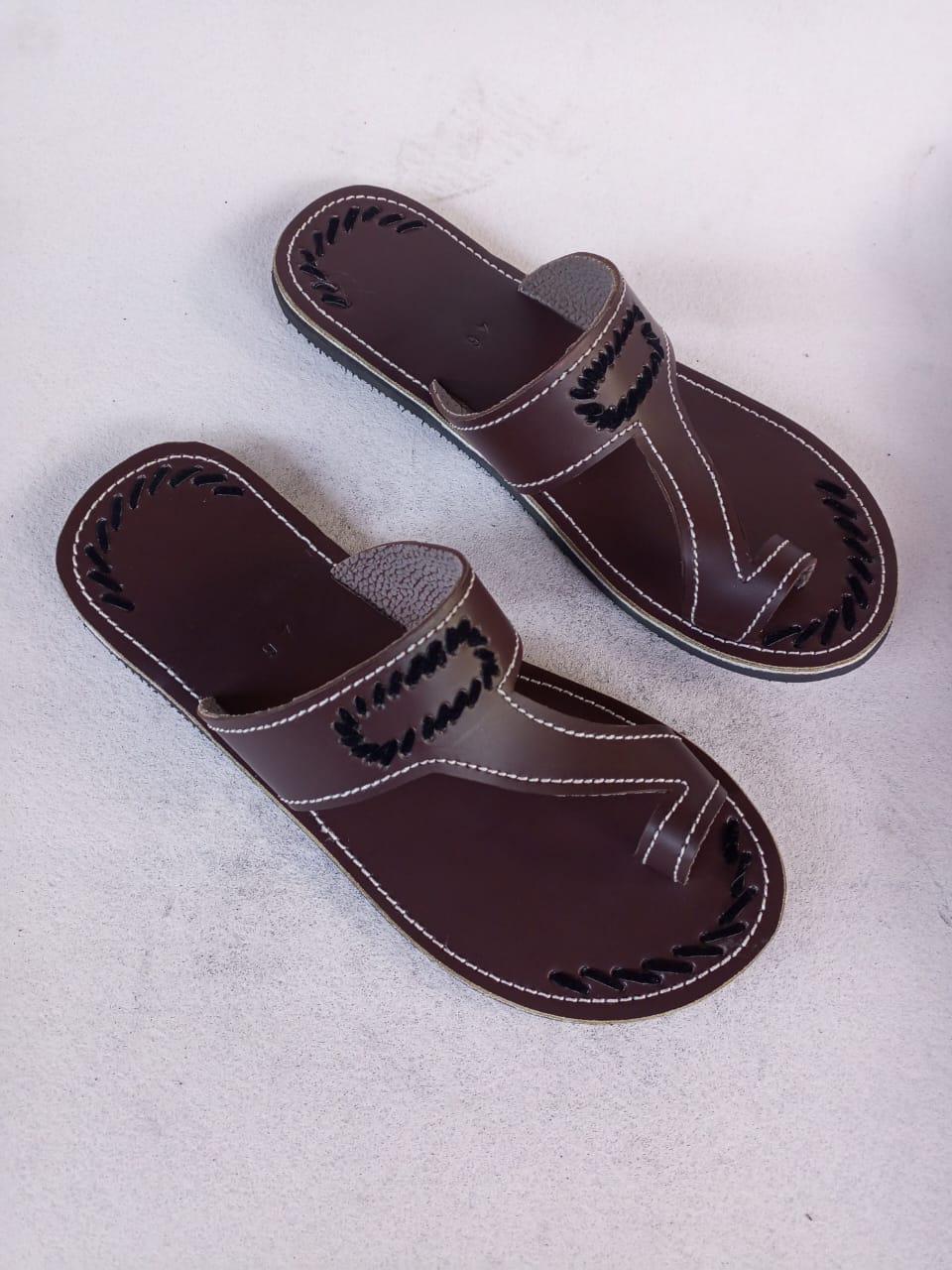 CUSTOMIZED Leather Men's Sandals/Genuine Leather Beaded Flip-Flops/Comfortable Summer Sandals for Men/African Shoes/Unique Gift for Him