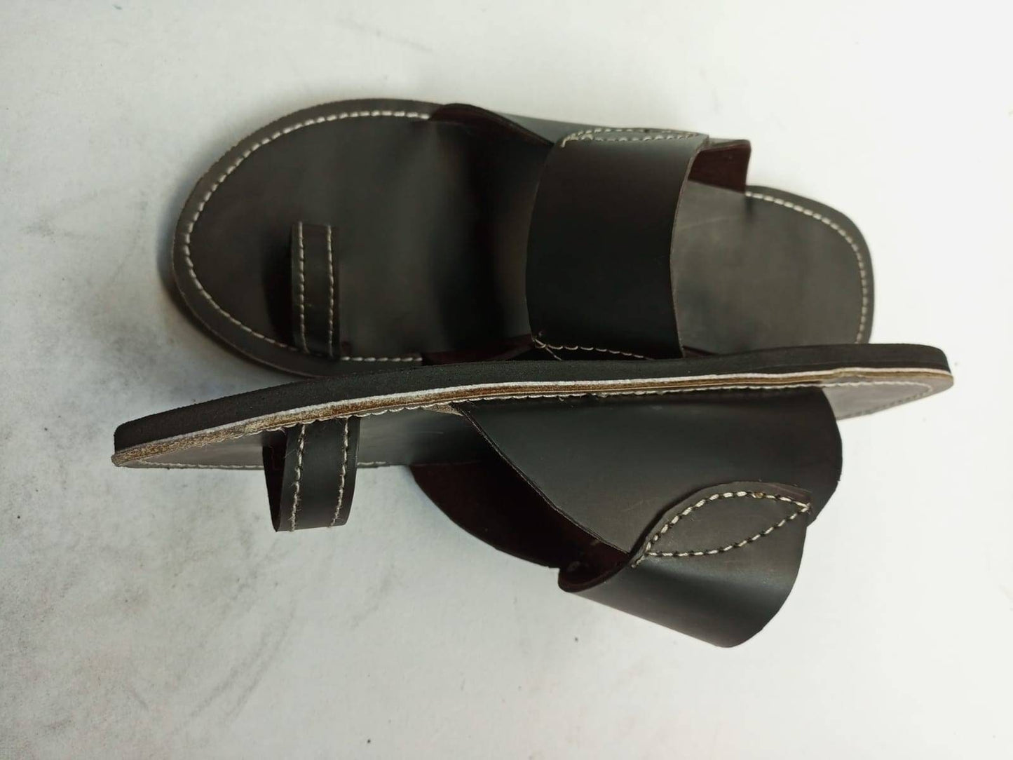 Handmade African Men's Sandals/Genuine Leather Beaded Flip-Flops/Comfortable Summer Sandals for Men/African Shoes/Unique Gift for Him