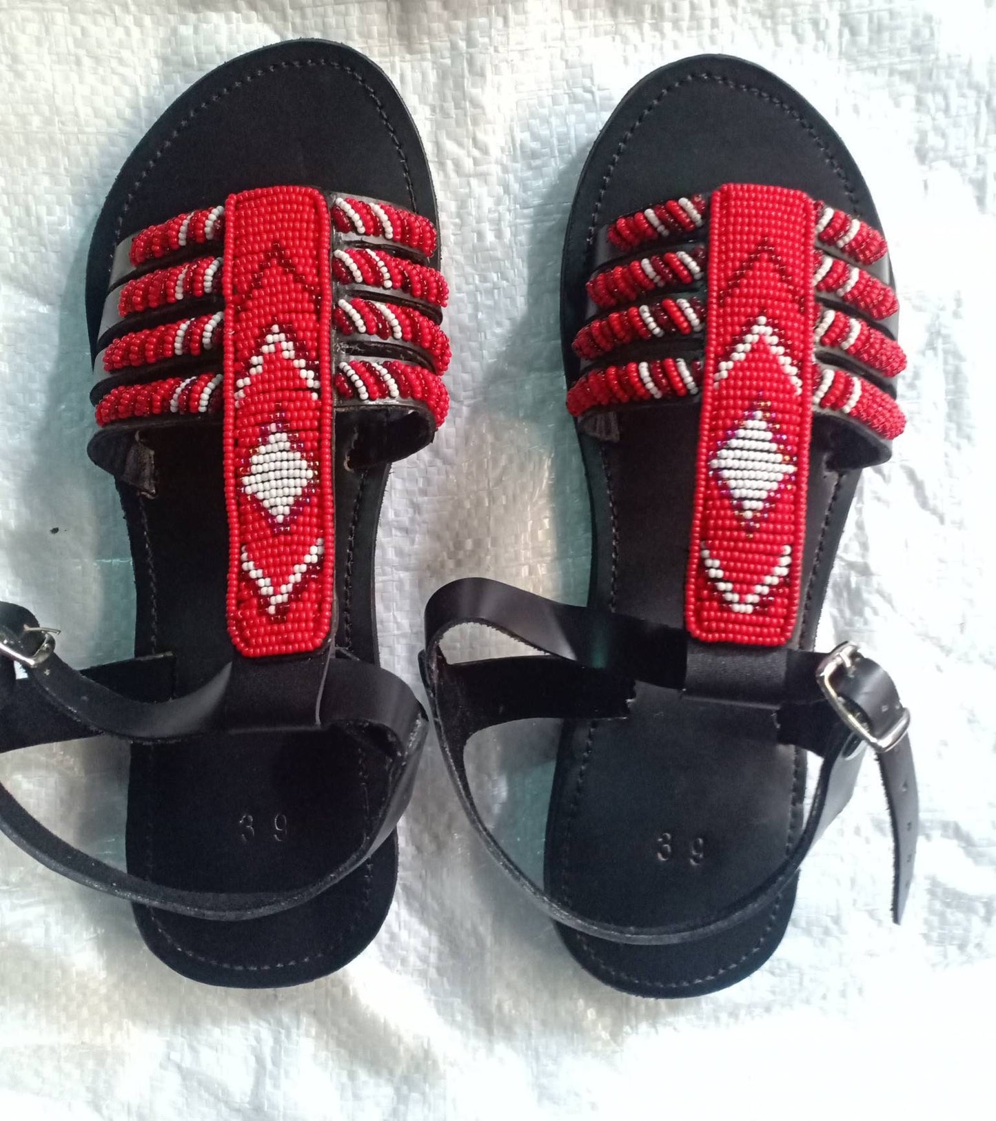 Handmade African Beaded Sandals/Authentic Maasai-Style Leather Flip-Flops Women/Boho Beach Sandals/Comfortable Summer Sandal African Gifts