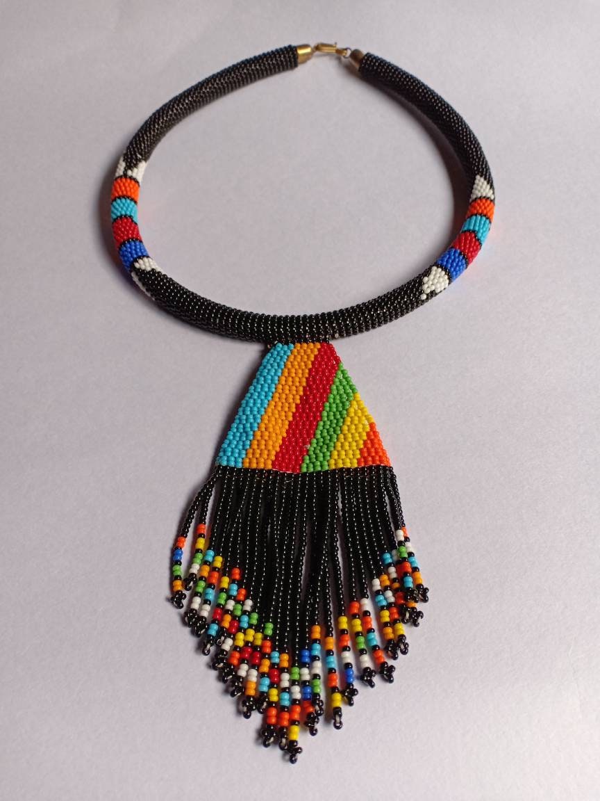 Boho Statement Jewelry/Colorful Seed Bead Necklace/Gift for Her/Handmade Beaded Necklace/gift for women