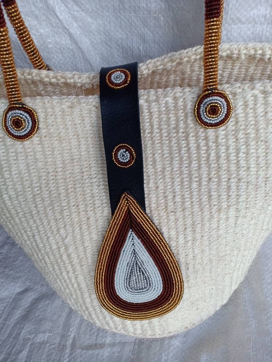 Handmade Woven Sisal Sling Bag - Boho Eco-Friendly Crossbody Bag | Sustainable Natural Fiber Purse | African Artisan Handcrafted Bag