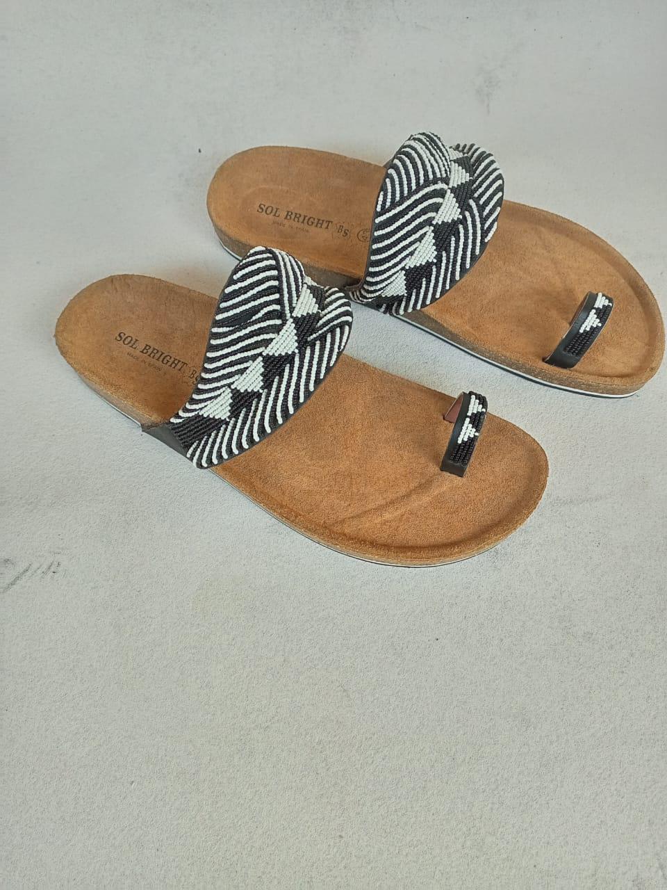 Handmade African Beaded Sandals/Authentic Maasai-Style Leather Flip-Flops Women/Boho Beach Sandals/Comfortable Summer Sandal African Gifts