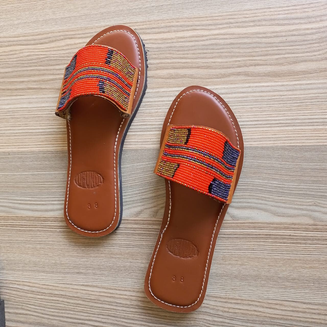 Handmade African Beaded Sandals/Authentic Maasai-Style Leather Flip-Flops Women/Boho Beach Sandals/Comfortable Summer Sandal African Gifts