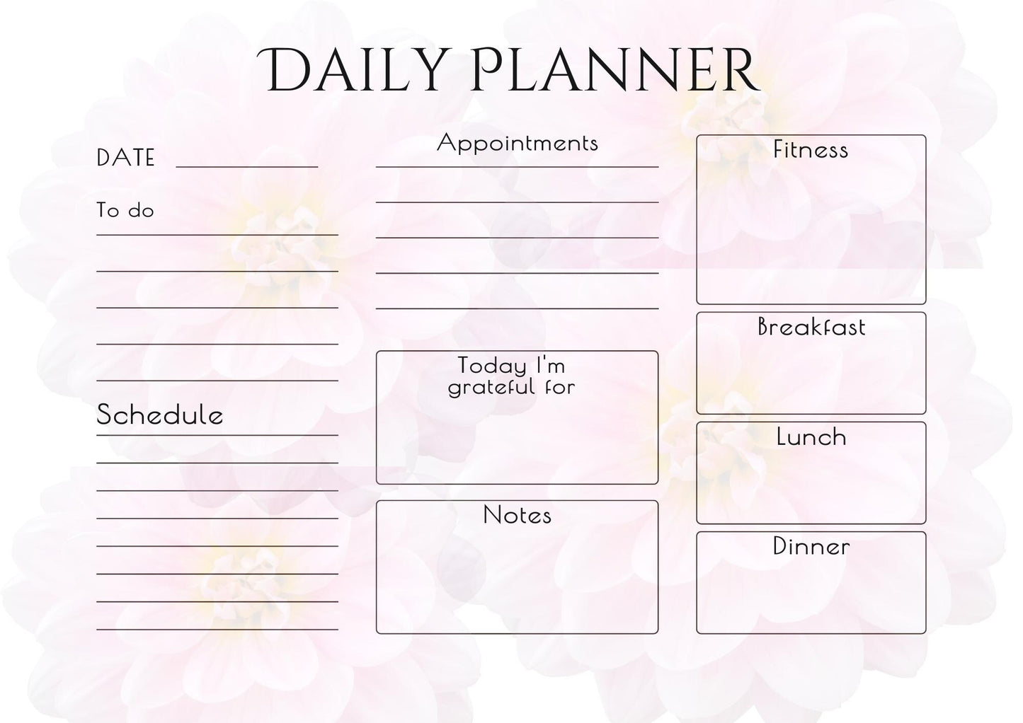 Floral Digital Planner – Elegant, Customizable Daily Planner with Beautiful Flower Background for iPad & Good Notes