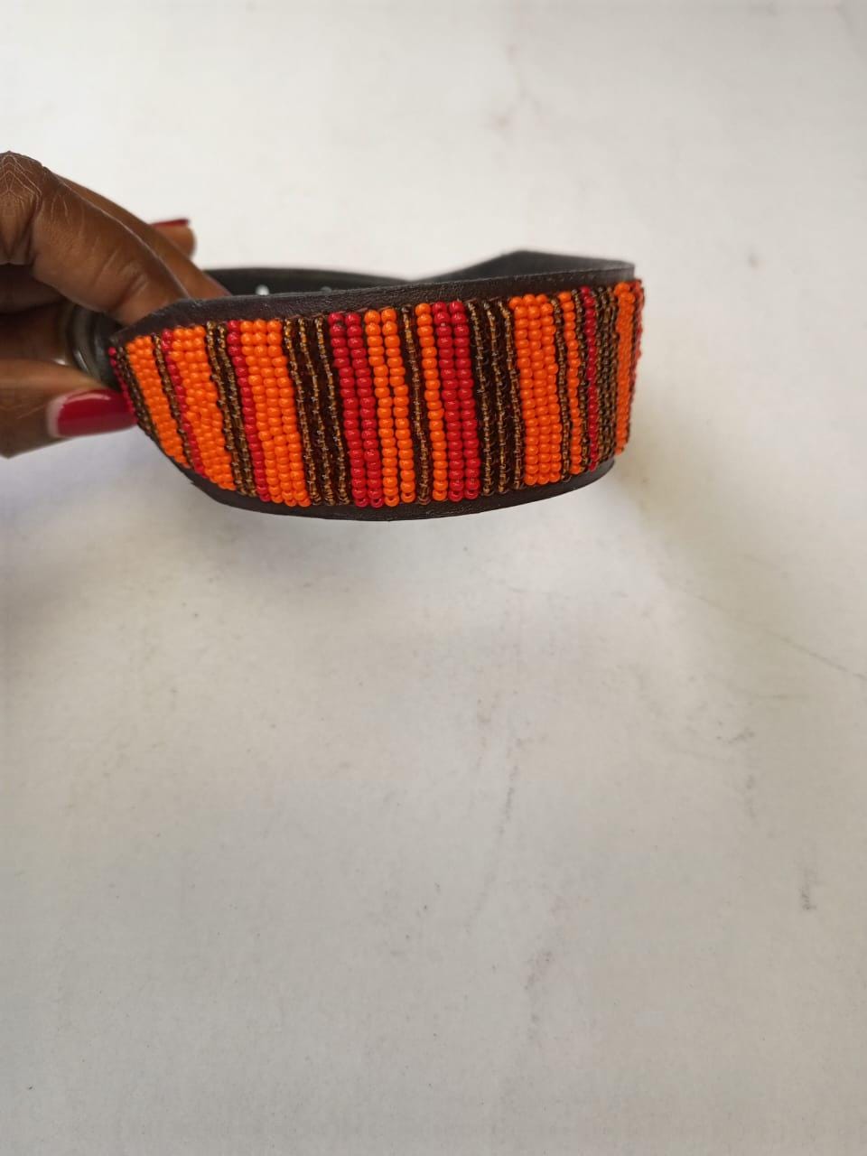 African Beaded Collar, Handmade Dog Collar , Maasai collar, Leather collar, Pet Gift, Christmas gift, Pet collar, Dog leash, Pet lead