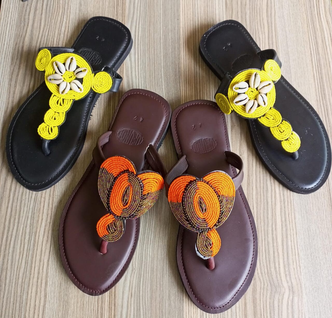 Handmade African Beaded Sandals/Authentic Maasai-Style Leather Flip-Flops Women/Boho Beach Sandals/Comfortable Summer Sandal African Gifts