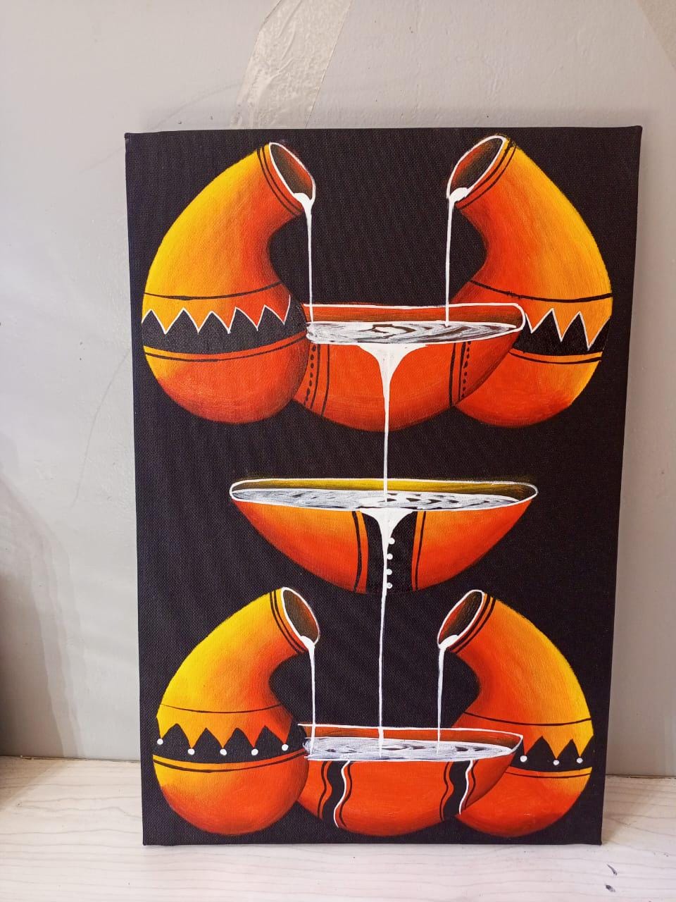 Handmade Canvas Wall Art | Festive Christmas Decor | Unique Gift for Holidays | Modern Boho Home Accent | Ready-to-Hang Painting