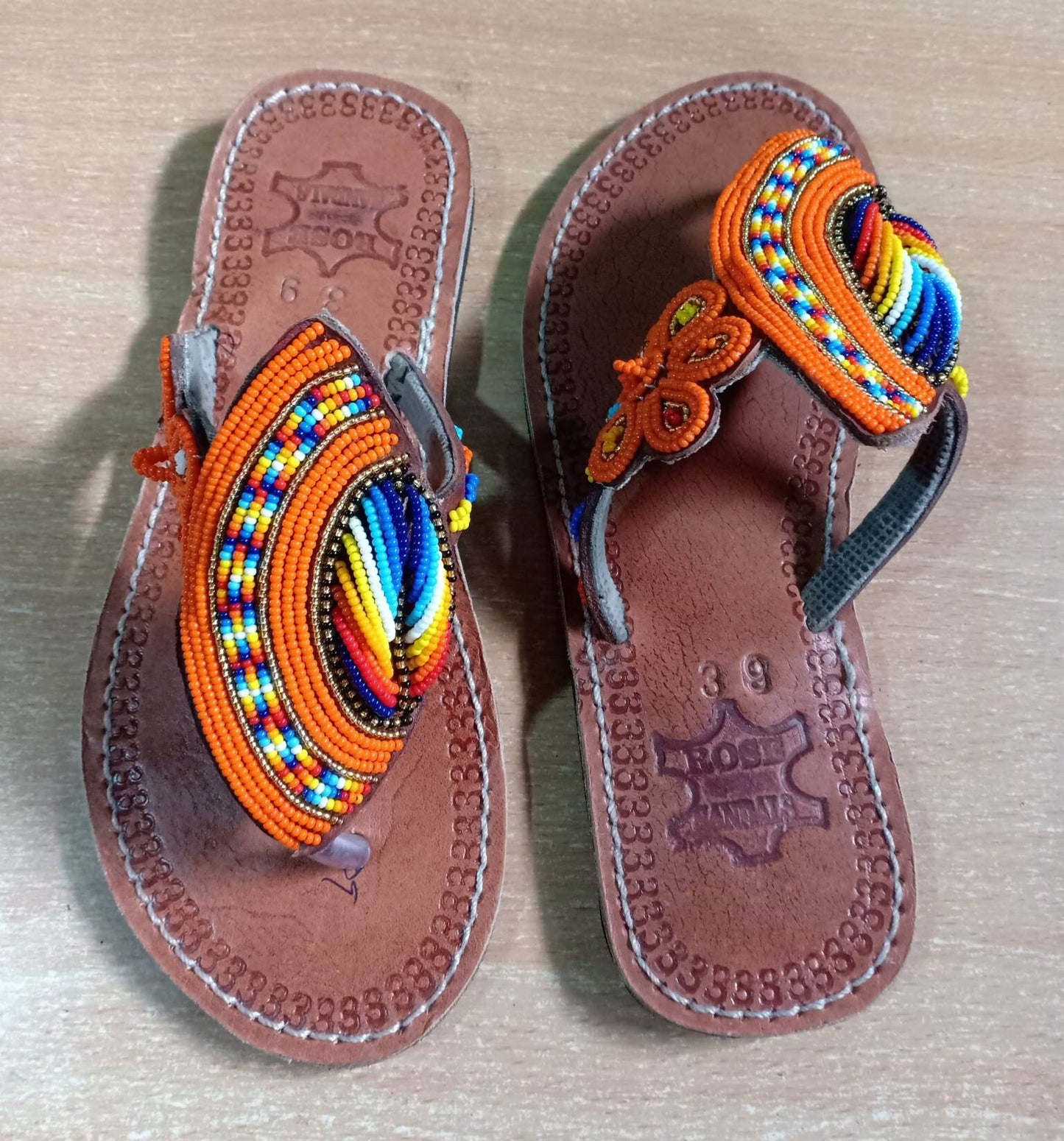 Handmade African Beaded Sandals/Authentic Maasai-Style Leather Flip-Flops Women/Boho Beach Sandals/Comfortable Summer Sandal African Gifts