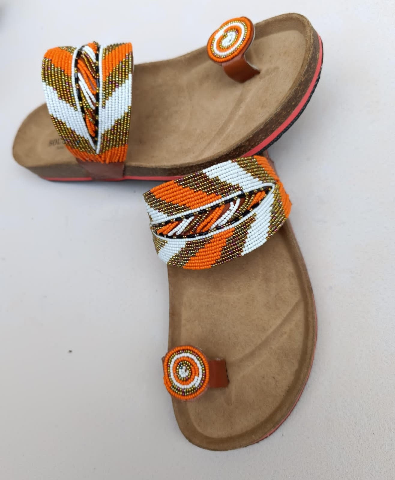 Handmade African Beaded Sandals/Authentic Maasai-Style Leather Flip-Flops Women/Boho Beach Sandals/Comfortable Summer Sandal African Gifts