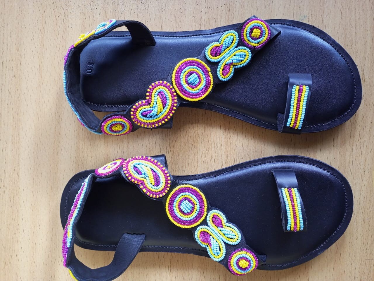 Handmade African Beaded Sandals/Authentic Maasai-Style Leather Flip-Flops Women/Boho Beach Sandals/Comfortable Summer Sandal African Gifts