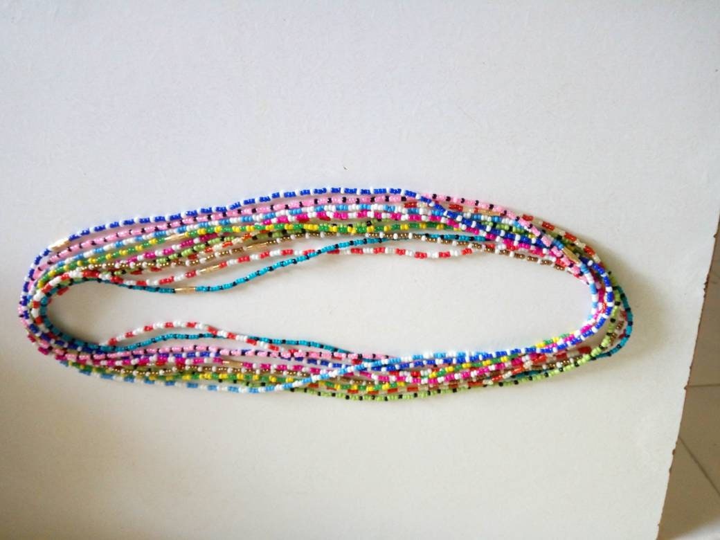 Handmade Waist Beads for Women/African Beaded Body Jewelry/Boho Style, Weight Loss, Belly Chain, Custom Size