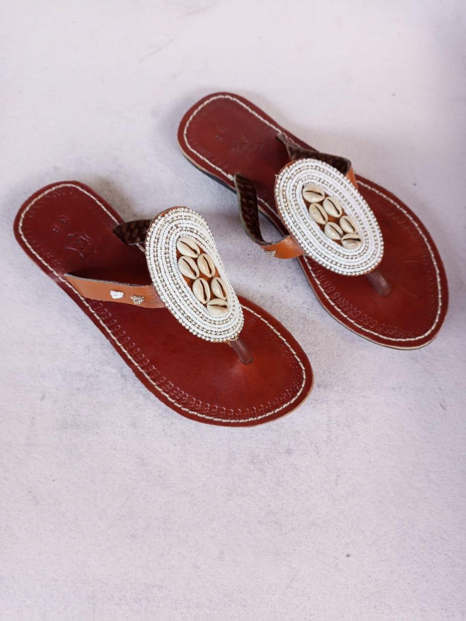 Handmade African Beaded Sandals/Authentic Maasai-Style Leather Flip-Flops Women/Boho Beach Sandals/Comfortable Summer Sandal African Gifts