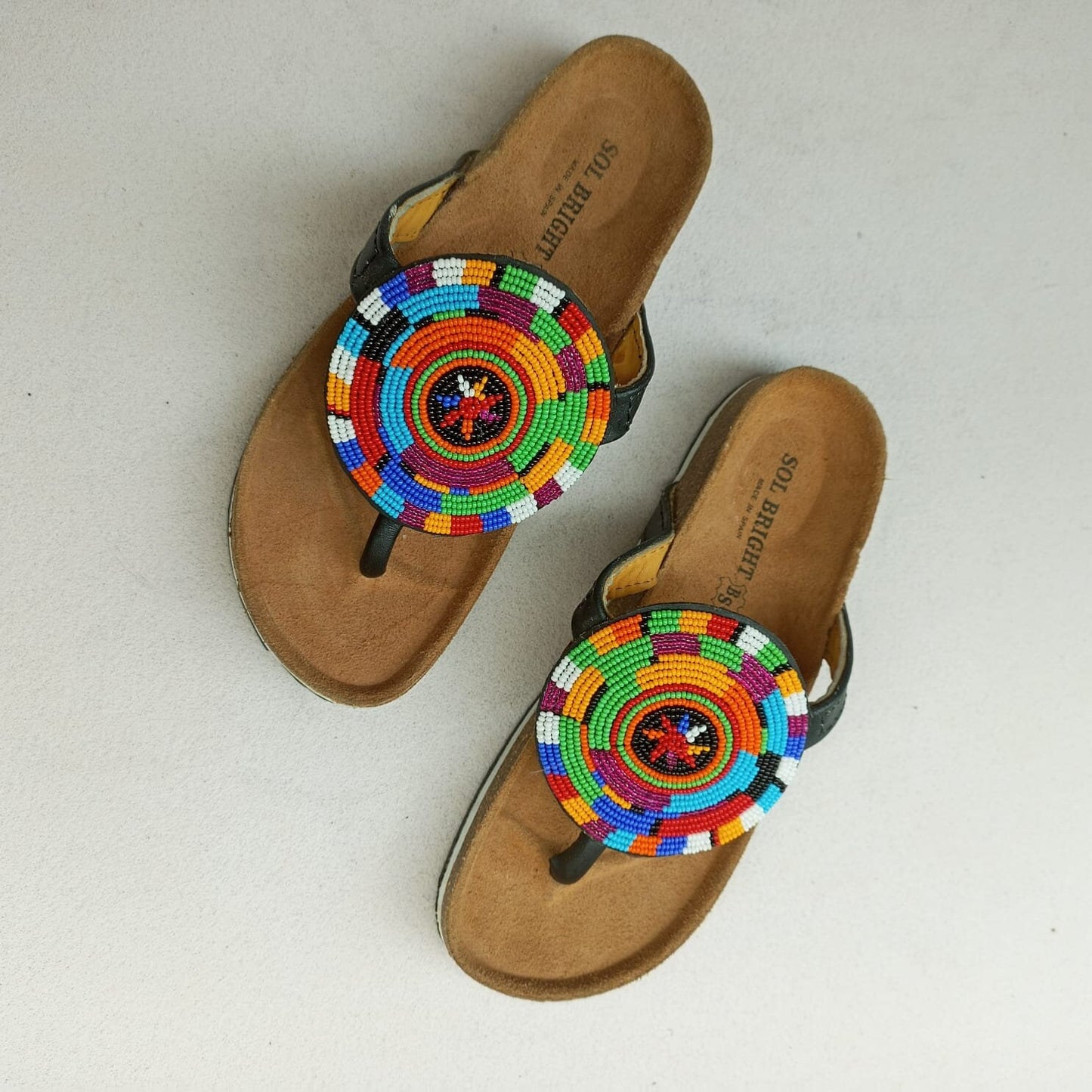 Handmade African Beaded Sandals/Authentic Maasai-Style Leather Flip-Flops Women/Boho Beach Sandals/Comfortable Summer Sandal African Gifts