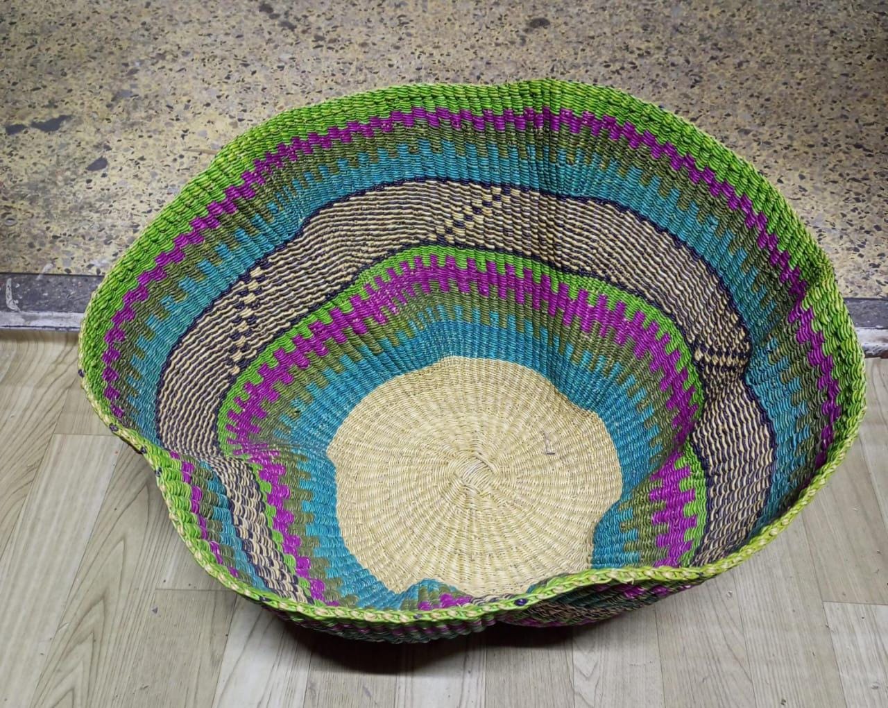 ON SALE:Home Decor, Art Basket, Wave Basket Decor Basket, Bolga Basket, organizer Basket, African Basket, Handmade Basket, Woven Basket