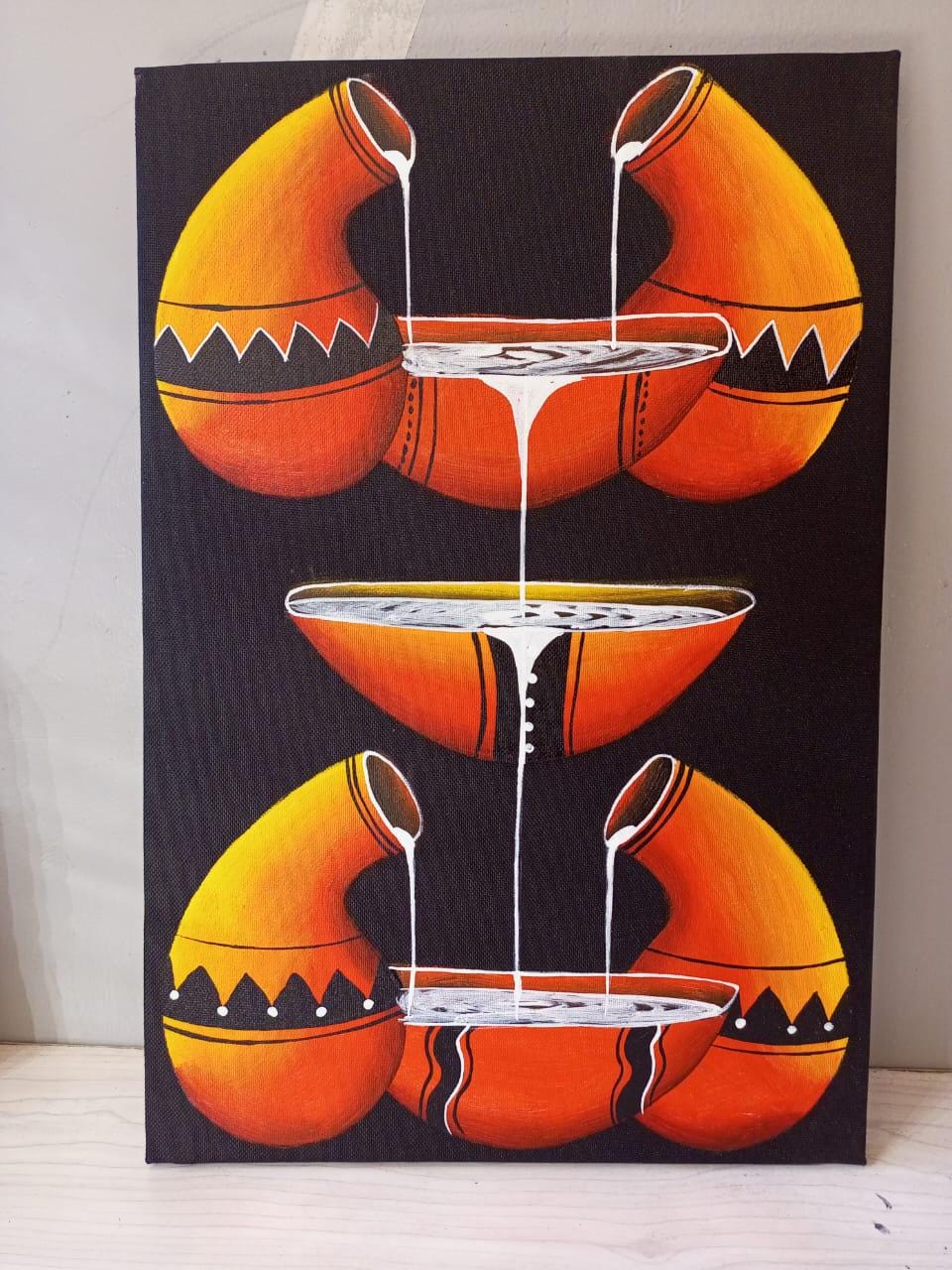 Handmade Canvas Wall Art | Festive Christmas Decor | Unique Gift for Holidays | Modern Boho Home Accent | Ready-to-Hang Painting