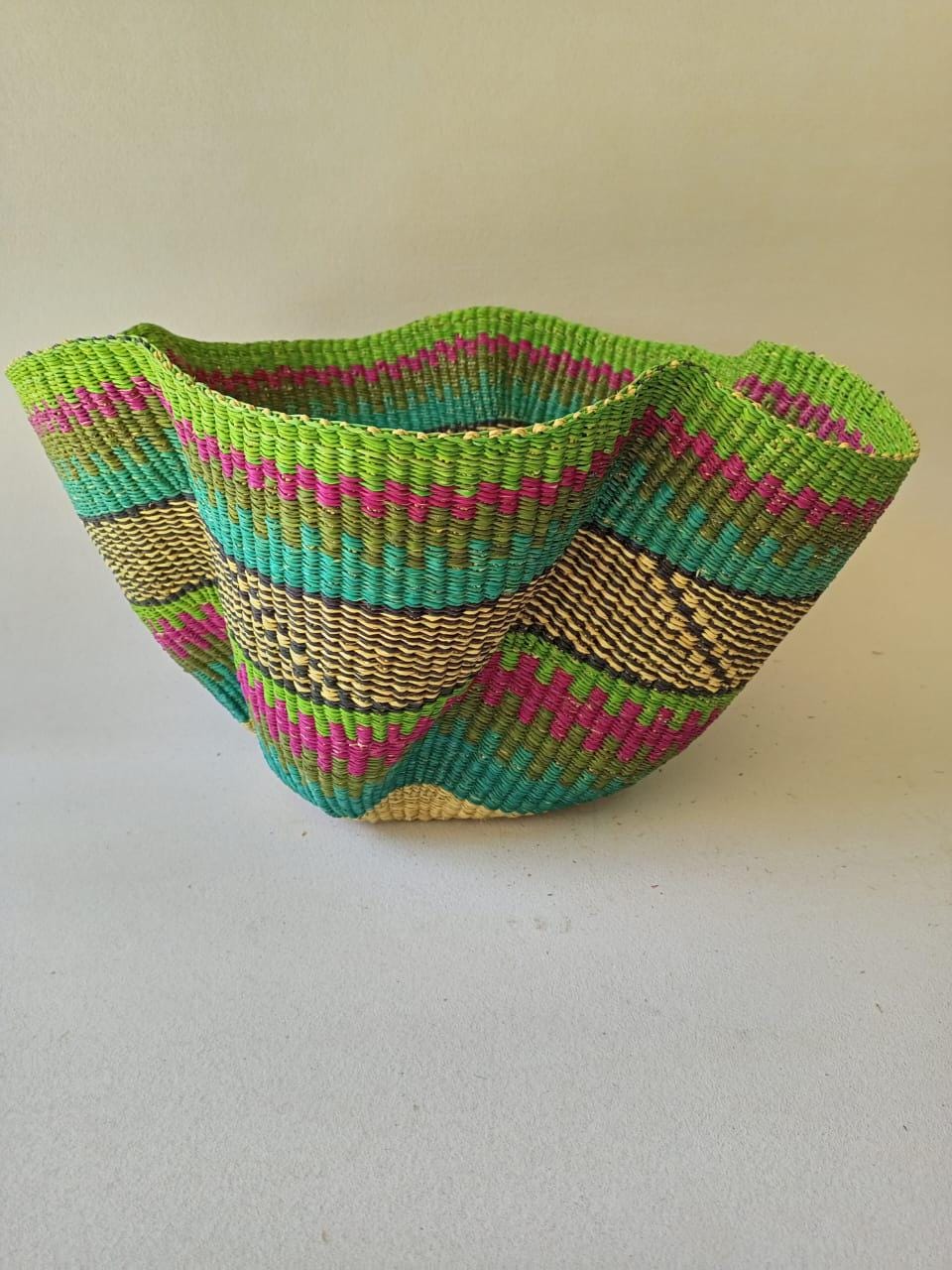 ON SALE:Home Decor, Art Basket, Wave Basket Decor Basket, Bolga Basket, organizer Basket, African Basket, Handmade Basket, Woven Basket