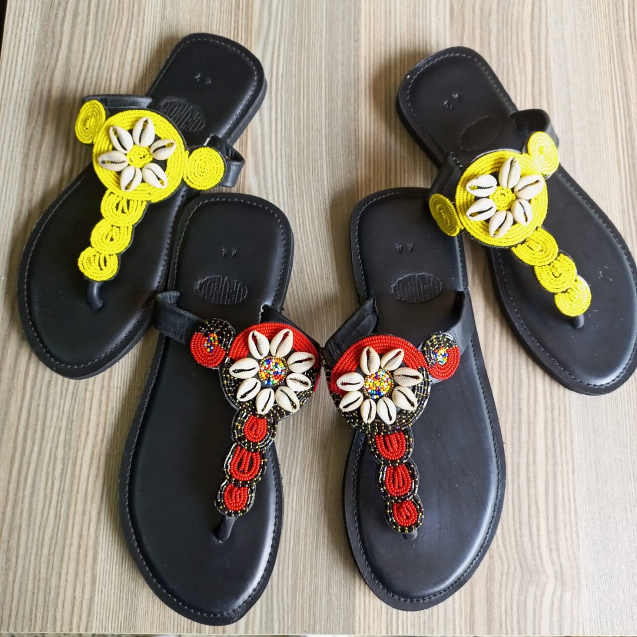 Handmade African Beaded Sandals/Authentic Maasai-Style Leather Flip-Flops Women/Boho Beach Sandals/Comfortable Summer Sandal African Gifts