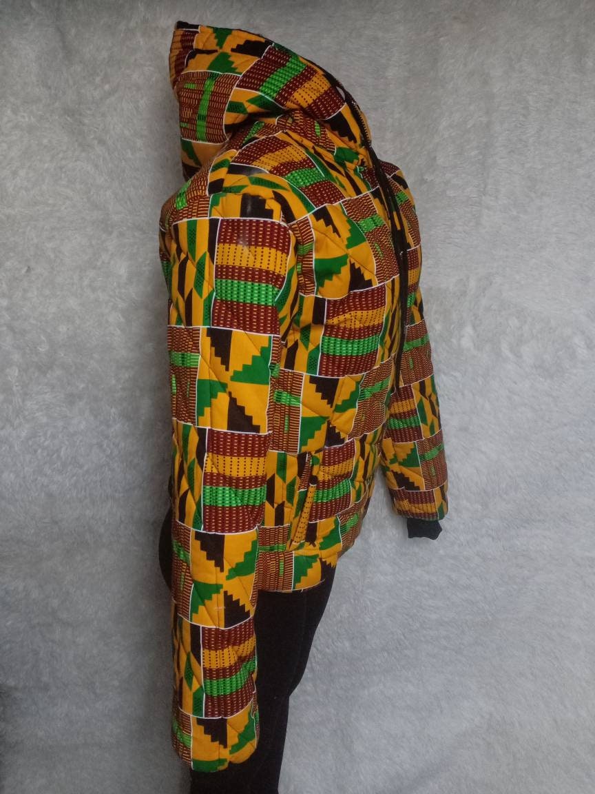 African unisex bomber jacket/Handmade Custom Winter Hood/Cozy, Warm Cold Weather jacket/ Custom Winter Hood jacket/Personalized Winter gift