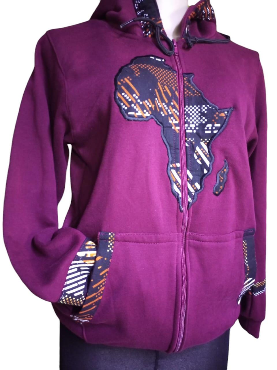 African unisex maroon hood/Handmade Custom Winter Hood/Cozy Cold Weather Gear/Winter Hood/Personalized Winter hood/christmass gift