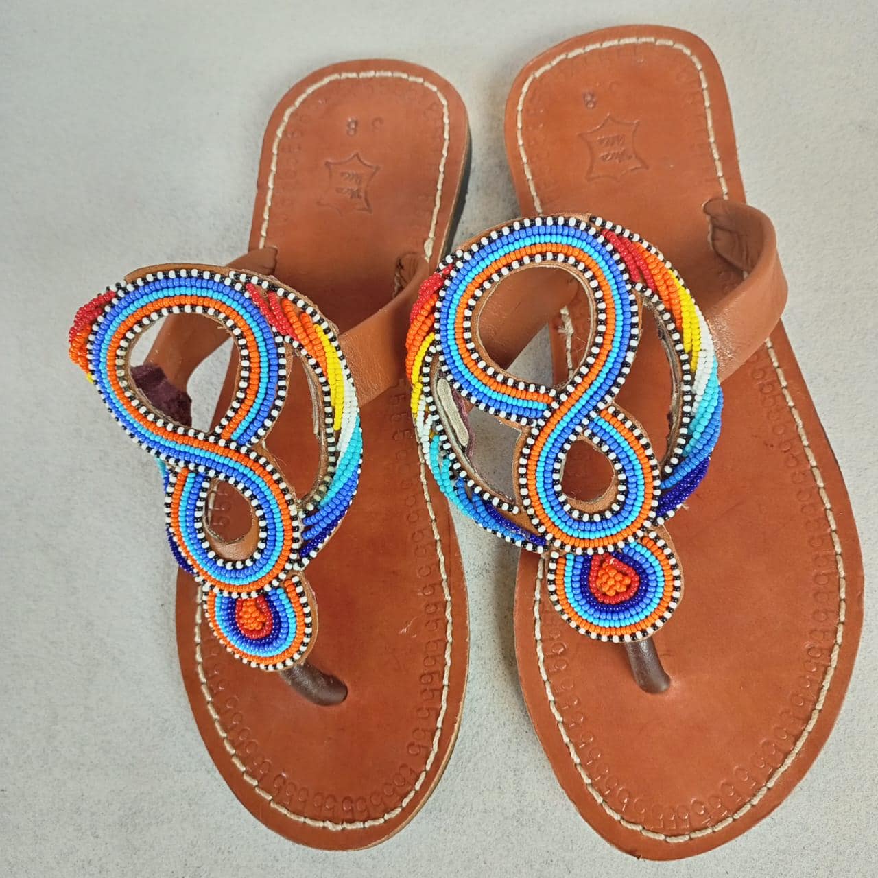 Handmade African Beaded Sandals/Authentic Maasai-Style Leather Flip-Flops Women/Boho Beach Sandals/Comfortable Summer Sandal African Gifts