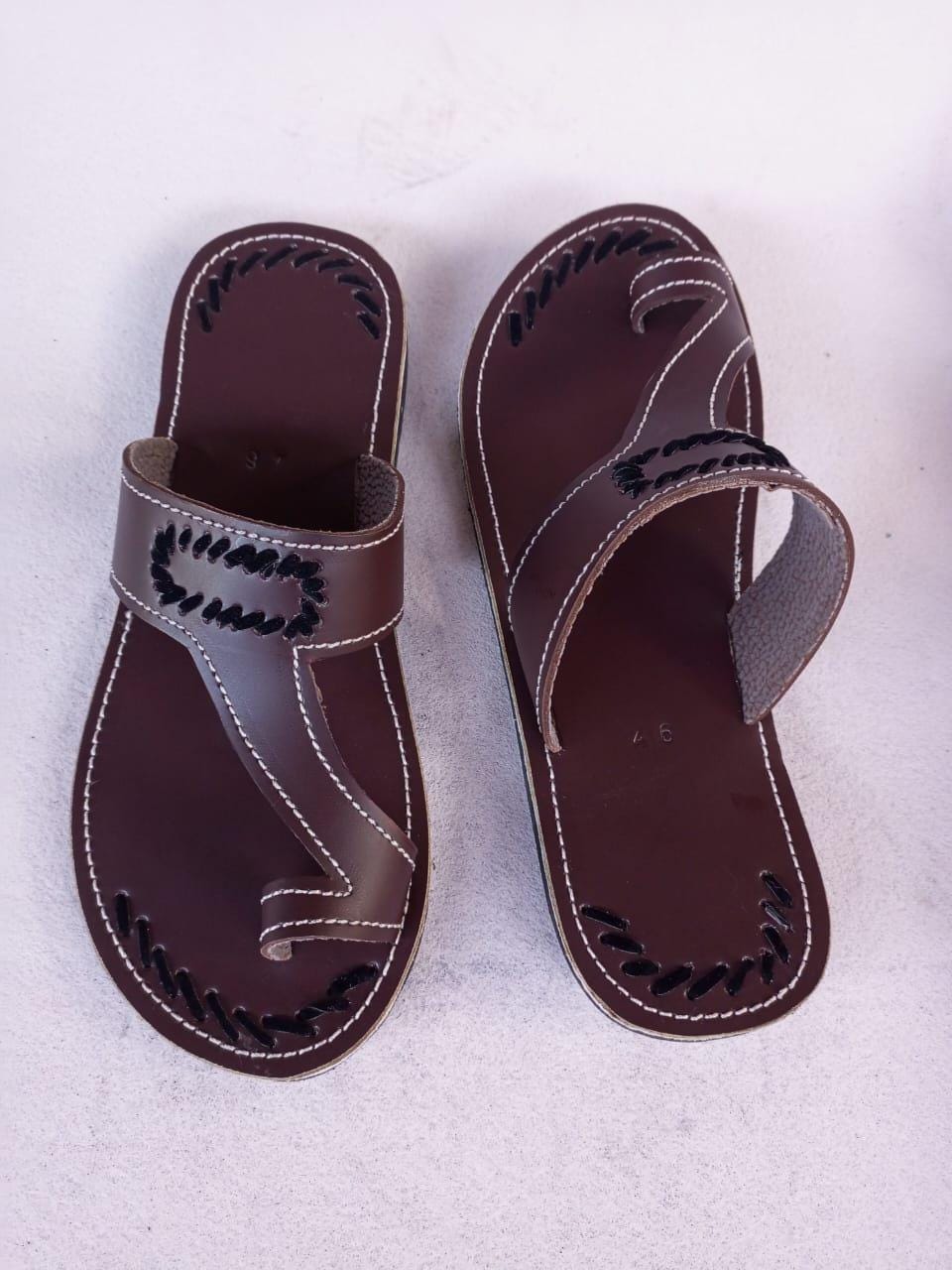 CUSTOMIZED Leather Men's Sandals/Genuine Leather Beaded Flip-Flops/Comfortable Summer Sandals for Men/African Shoes/Unique Gift for Him