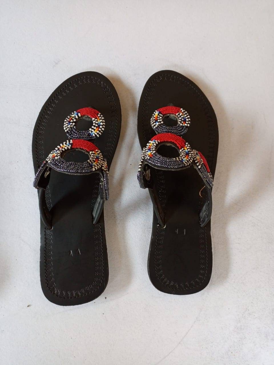 Handmade African Beaded Sandals/Authentic Maasai-Style Leather Flip-Flops Women/Boho Beach Sandals/Comfortable Summer Sandal African Gifts