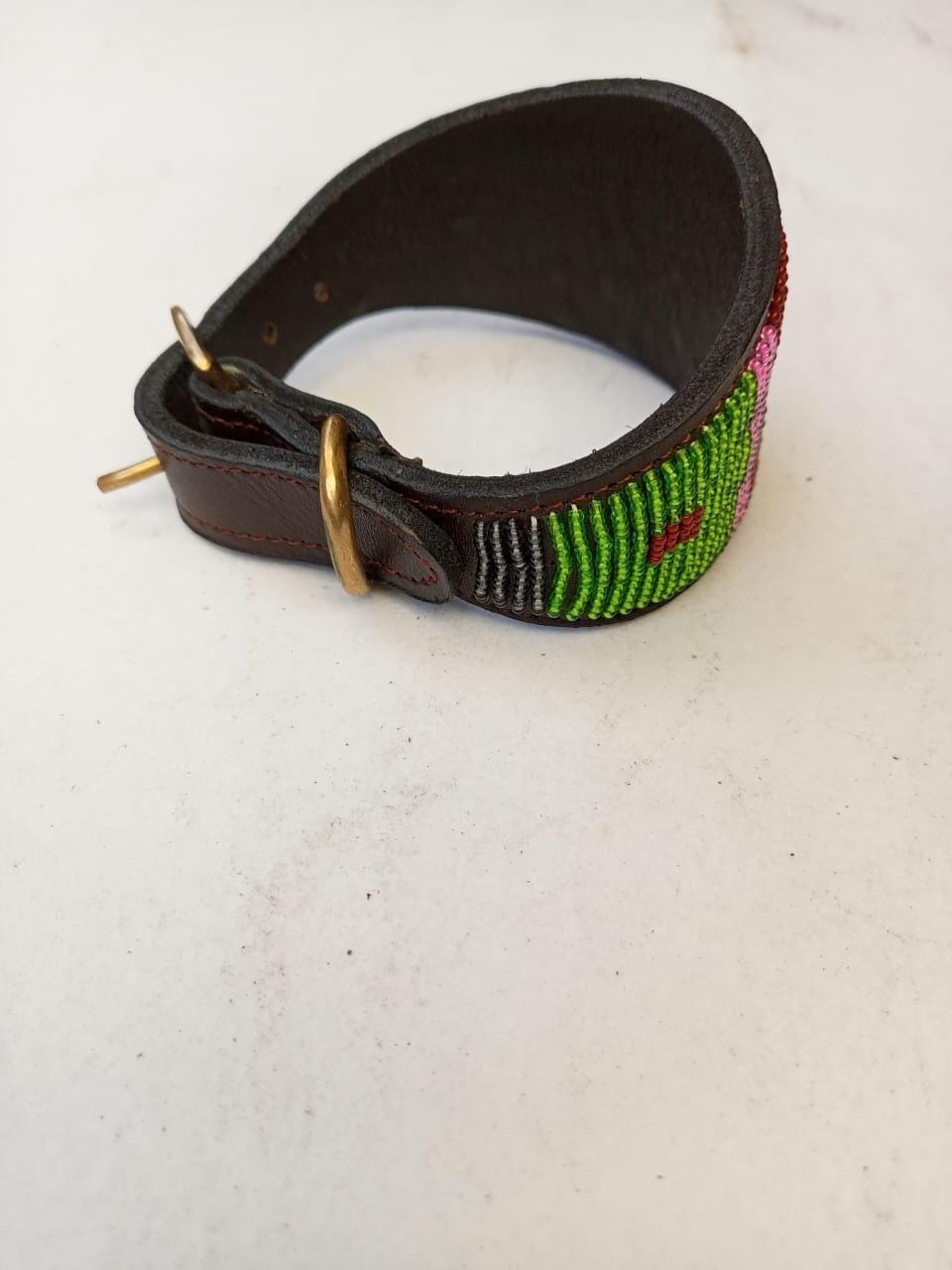 African Beaded Collar, Handmade Dog Collar , Maasai collar, Leather collar, Pet Gift, Christmas gift, Pet collar, Dog leash, Pet lead