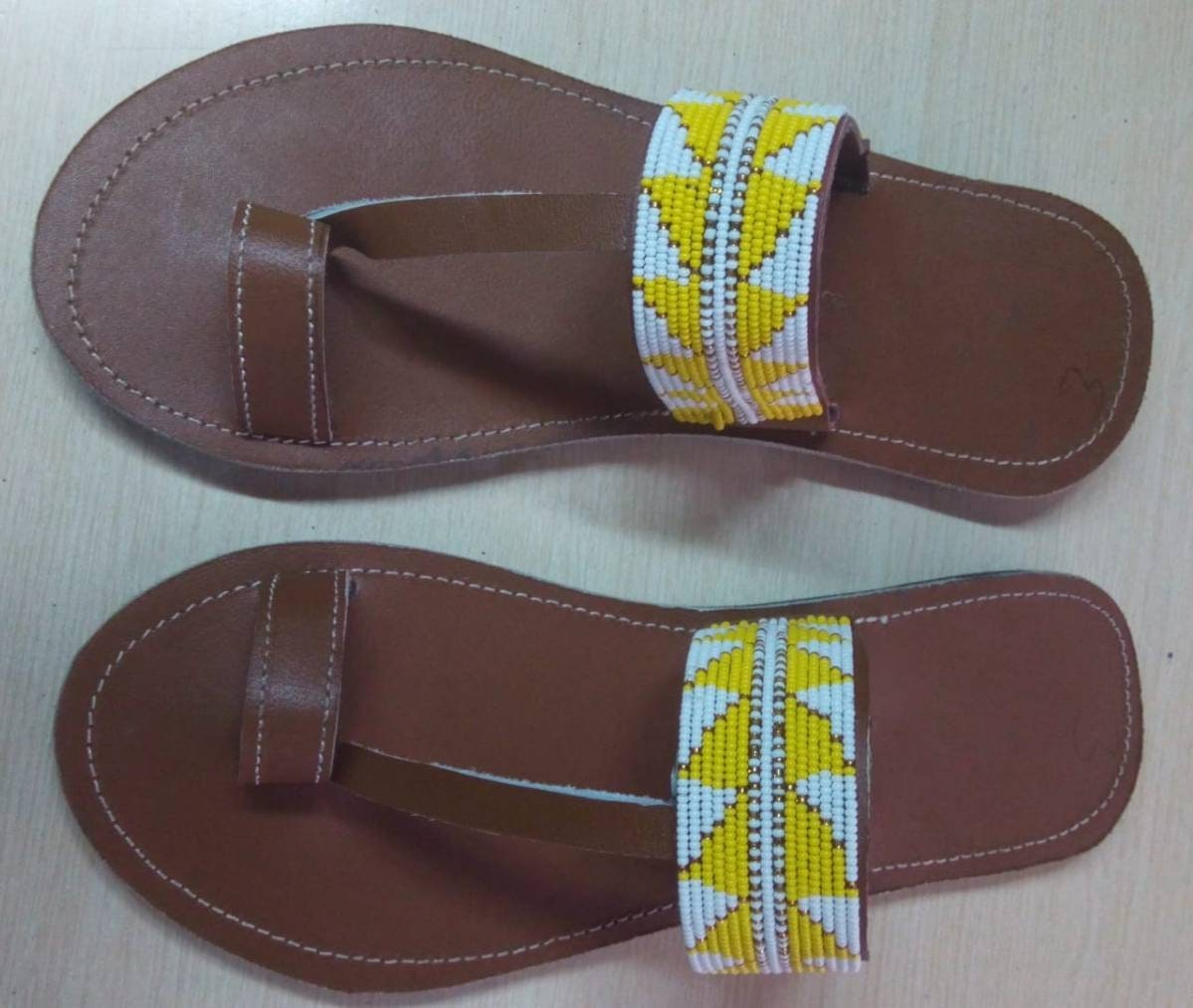 Handmade African Men's Sandals/Genuine Leather Beaded Flip-Flops/Comfortable Summer Sandals for Men/African Shoes/Unique Gift for Him