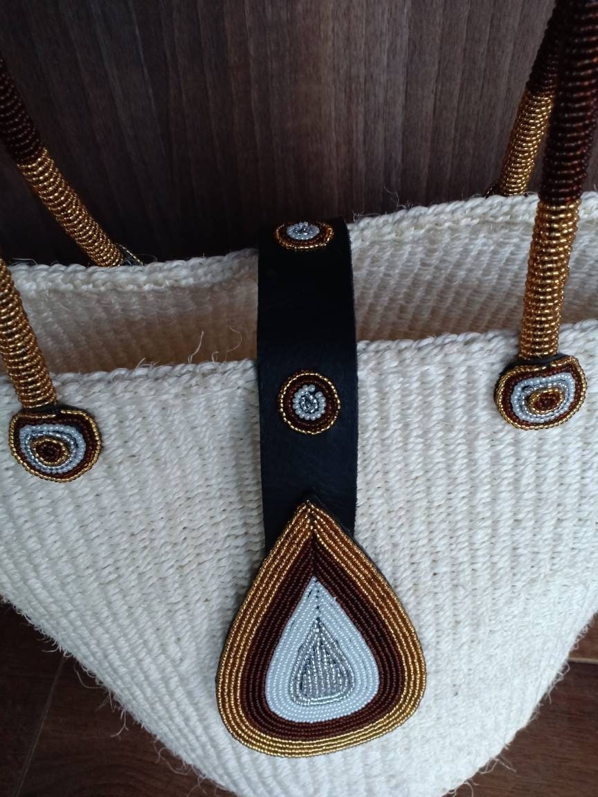 Handmade Woven Sisal Sling Bag - Boho Eco-Friendly Crossbody Bag | Sustainable Natural Fiber Purse | African Artisan Handcrafted Bag