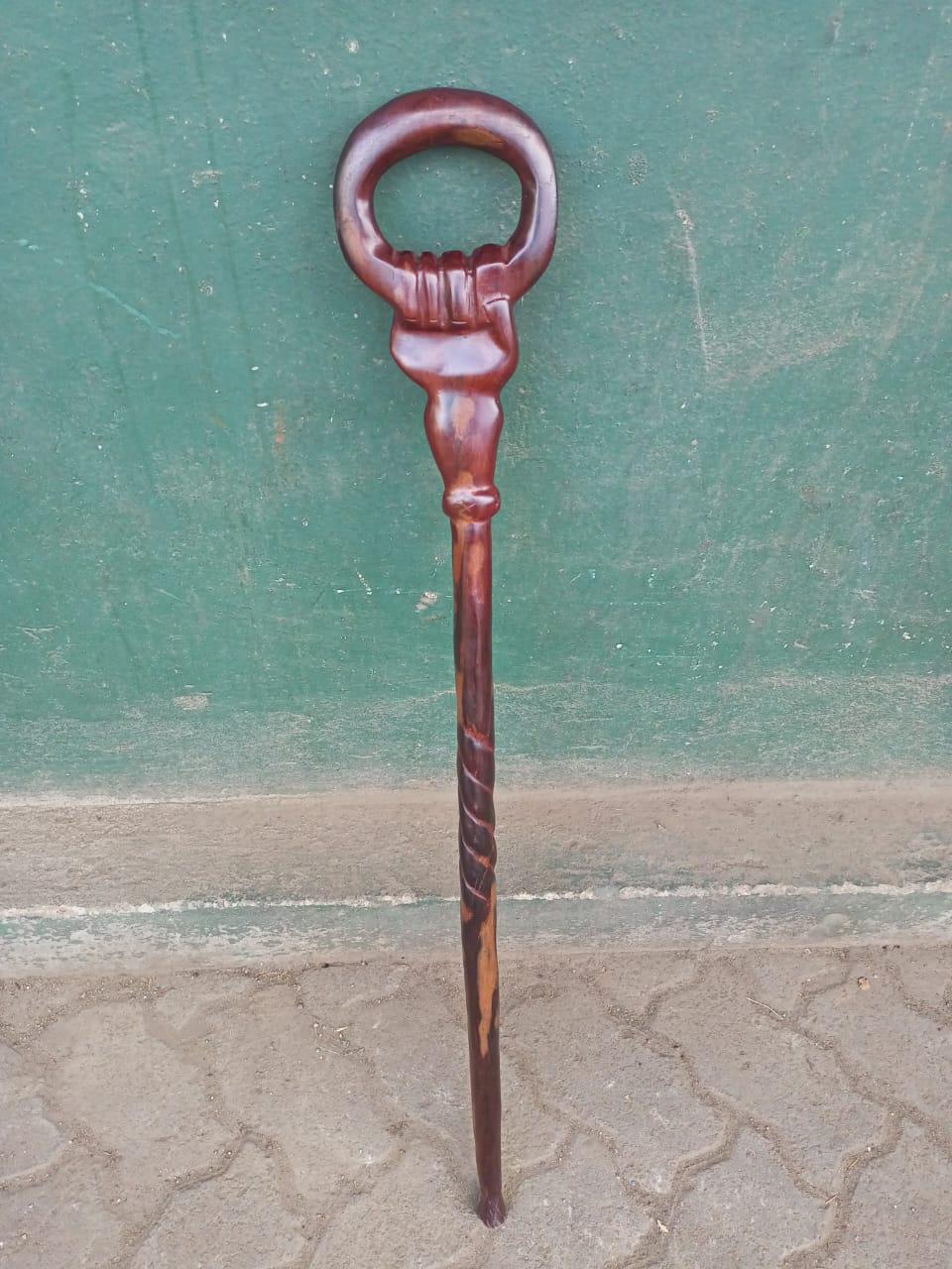 African wood Original Hiking Walking stick/Handmade Kenya Africa Ebony Hardwood Black UnisexCane/Hand designed Came/ Wooden walking stick