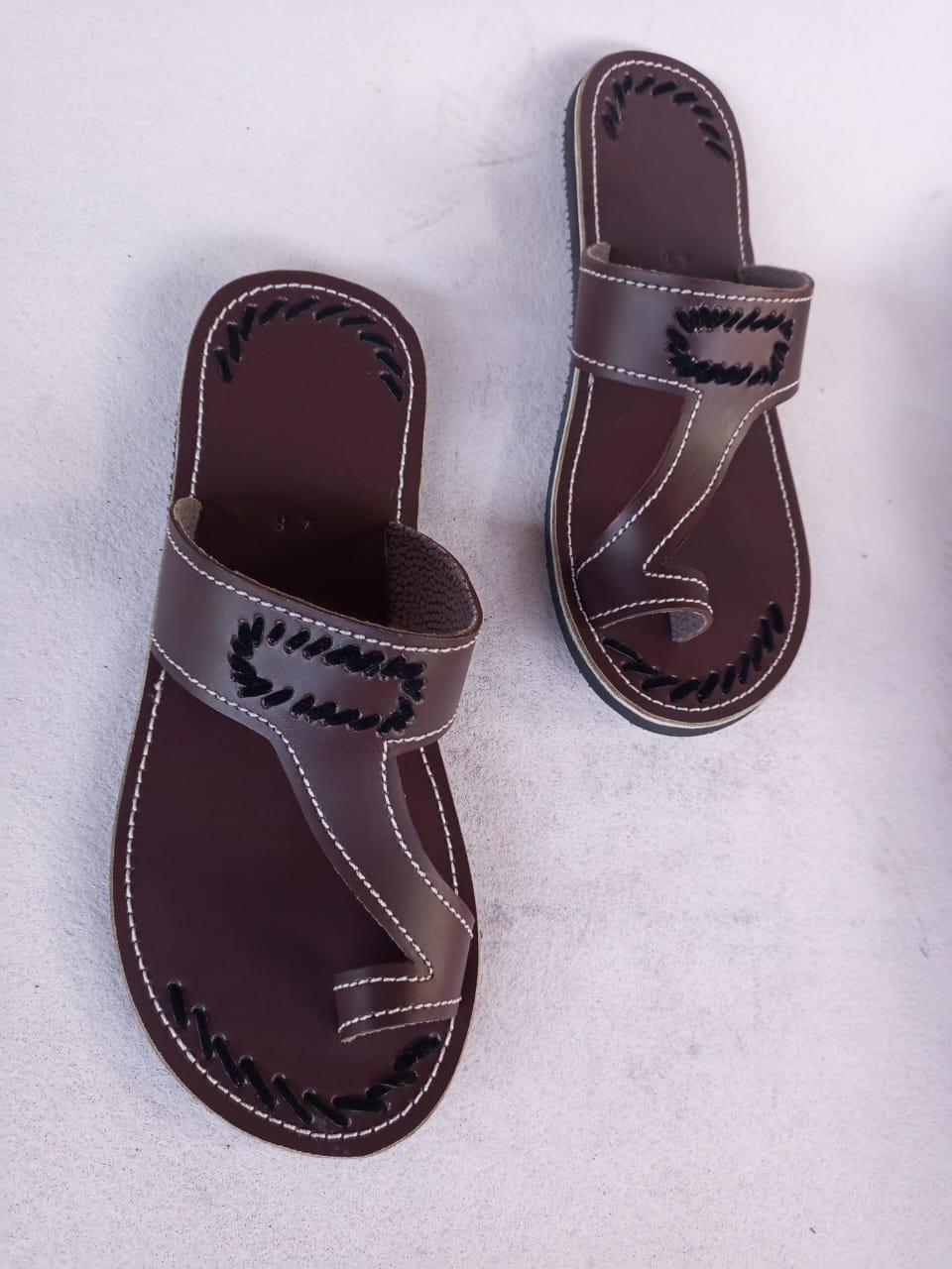 CUSTOMIZED Leather Men's Sandals/Genuine Leather Beaded Flip-Flops/Comfortable Summer Sandals for Men/African Shoes/Unique Gift for Him