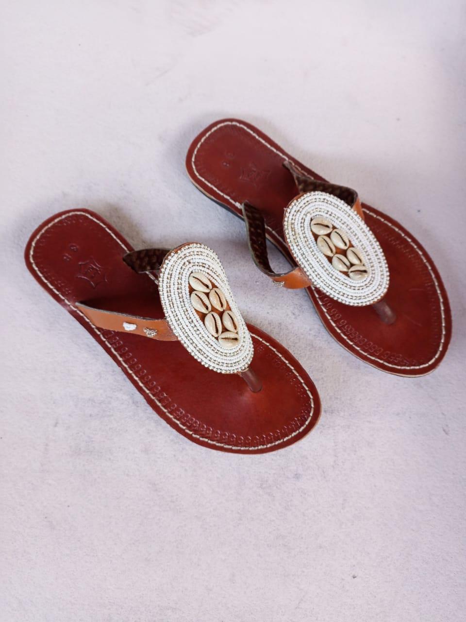 Handmade African Beaded Sandals/Authentic Maasai-Style Leather Flip-Flops Women/Boho Beach Sandals/Comfortable Summer Sandal African Gifts