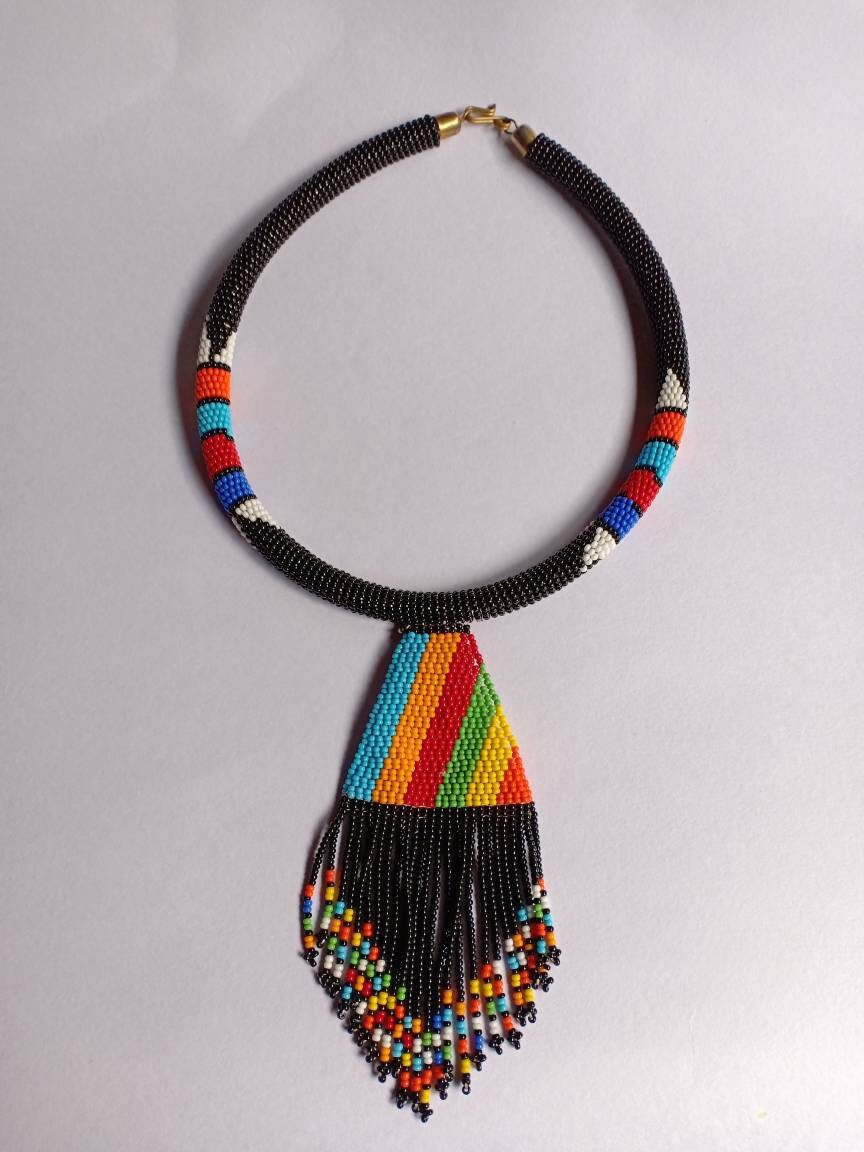 Boho Statement Jewelry/Colorful Seed Bead Necklace/Gift for Her/Handmade Beaded Necklace/gift for women