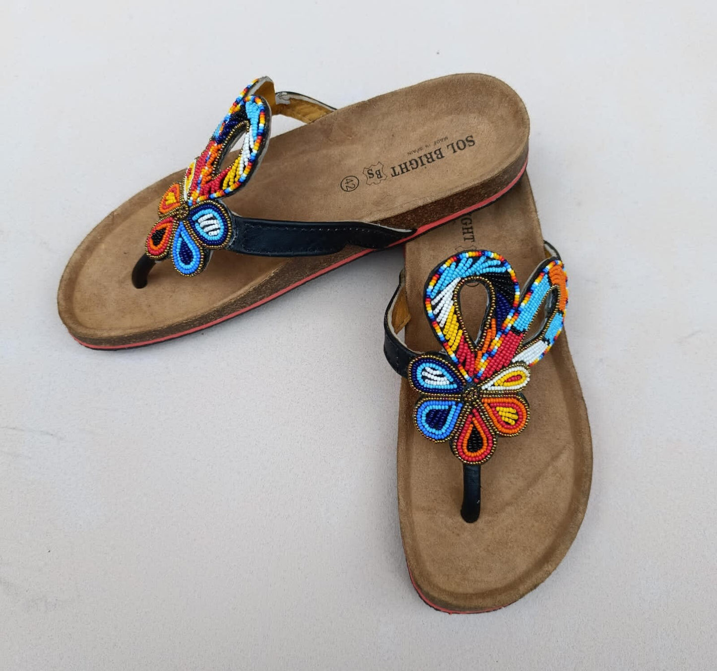 Handmade African Beaded Sandals/Authentic Maasai-Style Leather Flip-Flops Women/Boho Beach Sandals/Comfortable Summer Sandal African Gifts