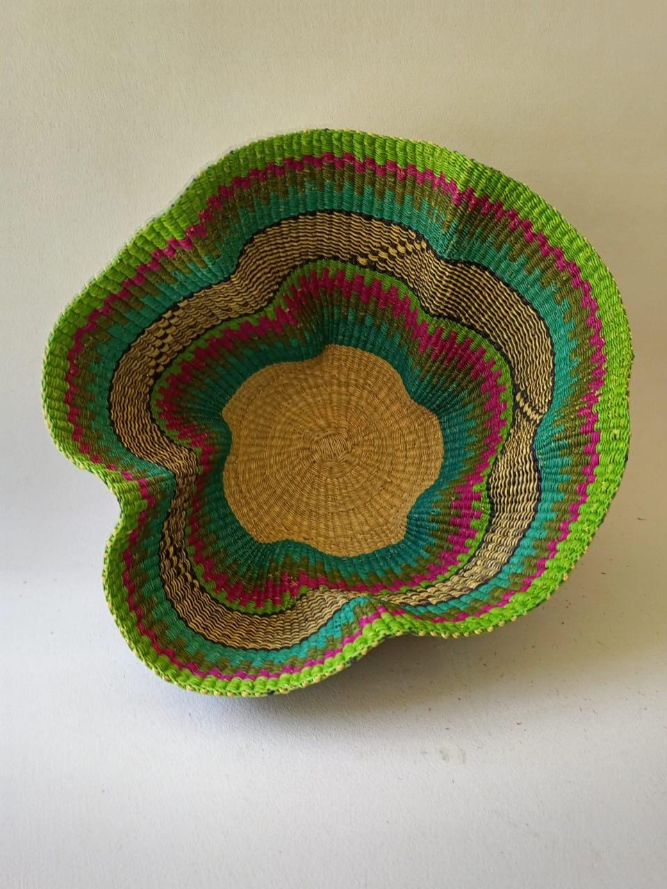 ON SALE:Home Decor, Art Basket, Wave Basket Decor Basket, Bolga Basket, organizer Basket, African Basket, Handmade Basket, Woven Basket