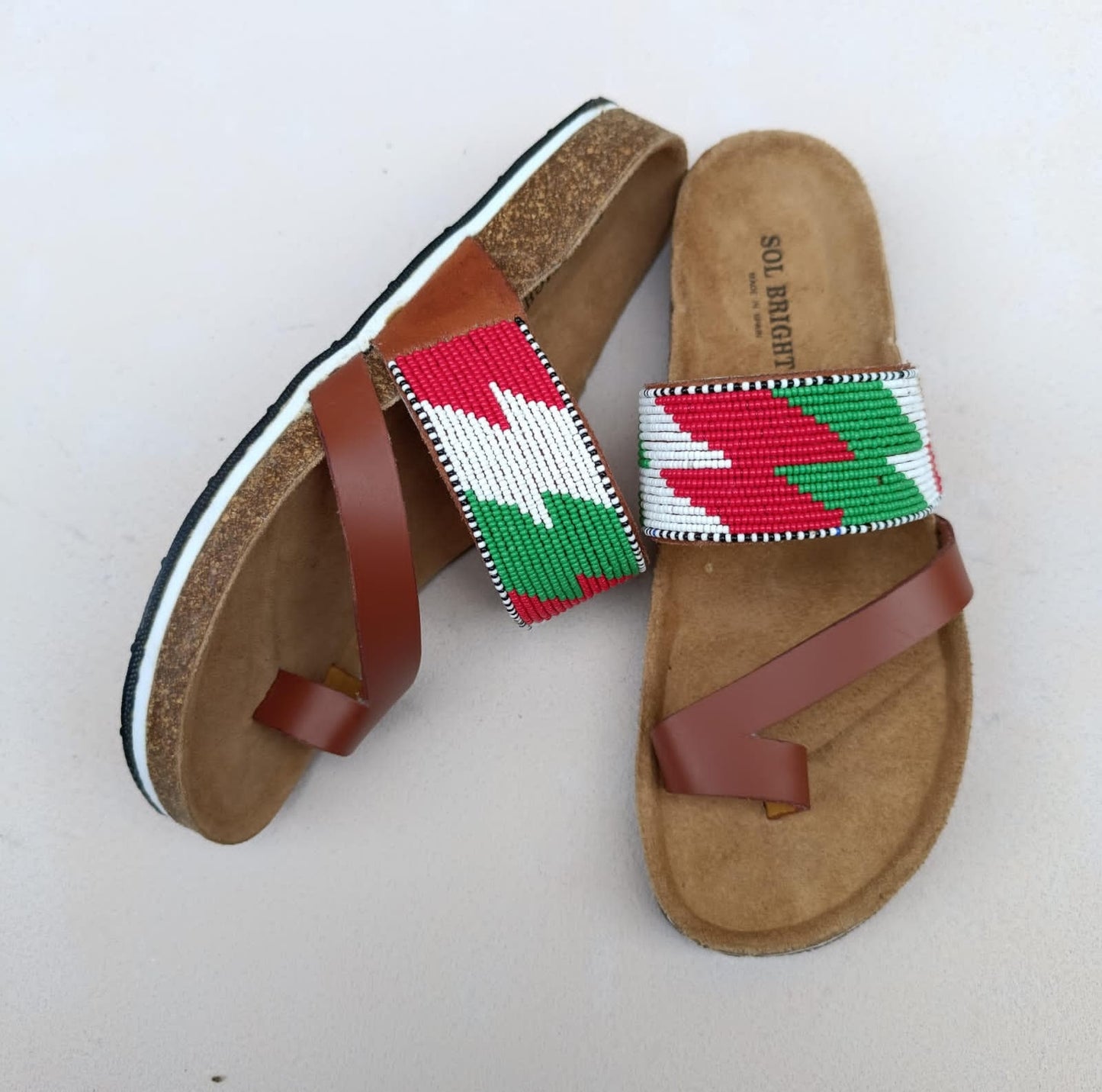 Handmade African Beaded Sandals/Authentic Maasai-Style Leather Flip-Flops Women/Boho Beach Sandals/Comfortable Summer Sandal African Gifts