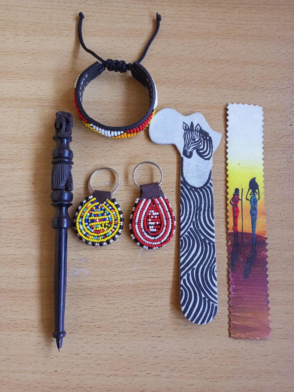 Handcrafted Gift Set: Bookmark, Ebony Pen, Beaded Keyholder Adjustable Bracelet - Unique Thoughtful Gift for All Occasions